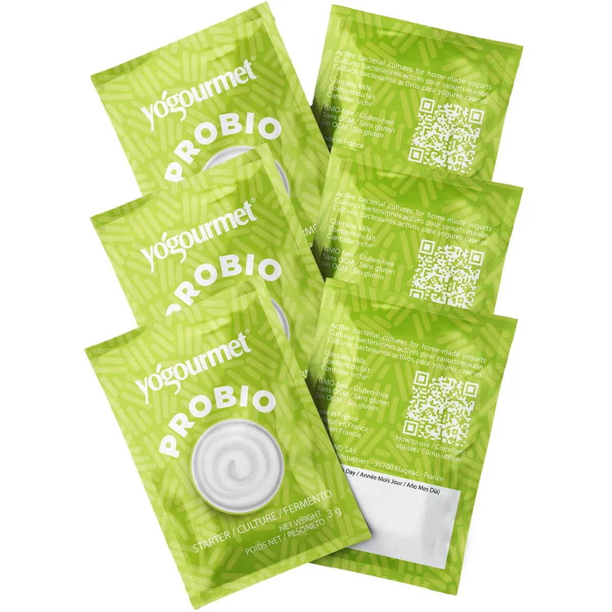 Yogourmet Yogurt Starter With Probiotics (6 Sachets = 6 Quarts of Yogurt) - Make Yogurt at Home - Starter Culture - All Natural, Gluten Free, Kosher, Halal - 3 g Sachets