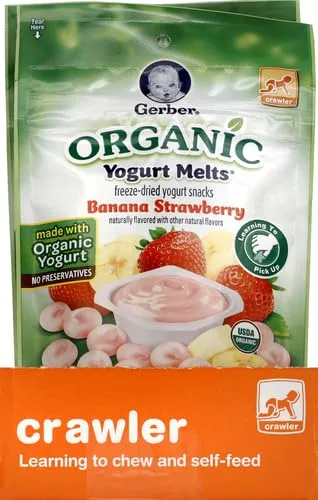 Gerber 2nd Foods Organic for Baby Yogurt Melts, Banana Strawberry, 1 oz Bag