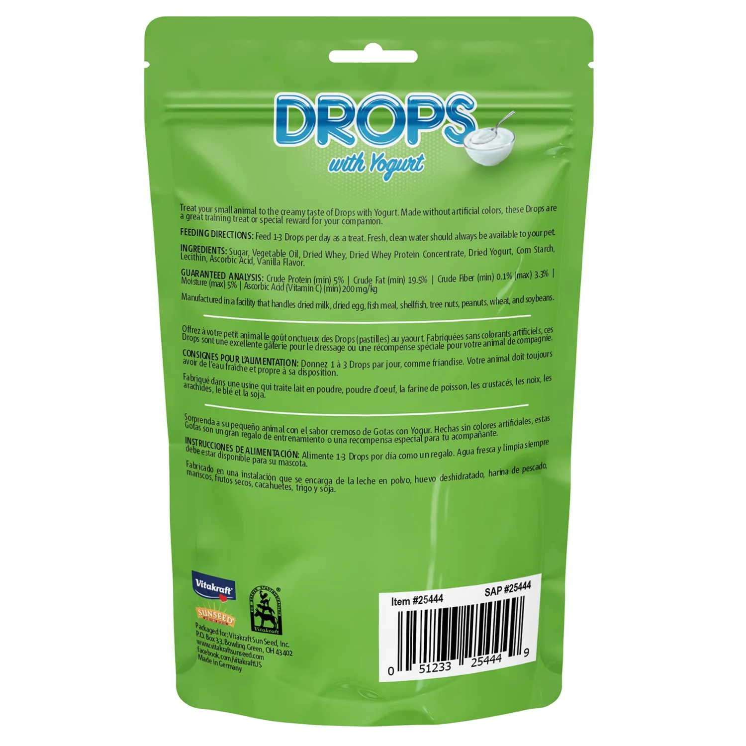 Vitakraft Drops Rabbit Treat - Drops with Yogurt - Yogurt Treats for Rabbits