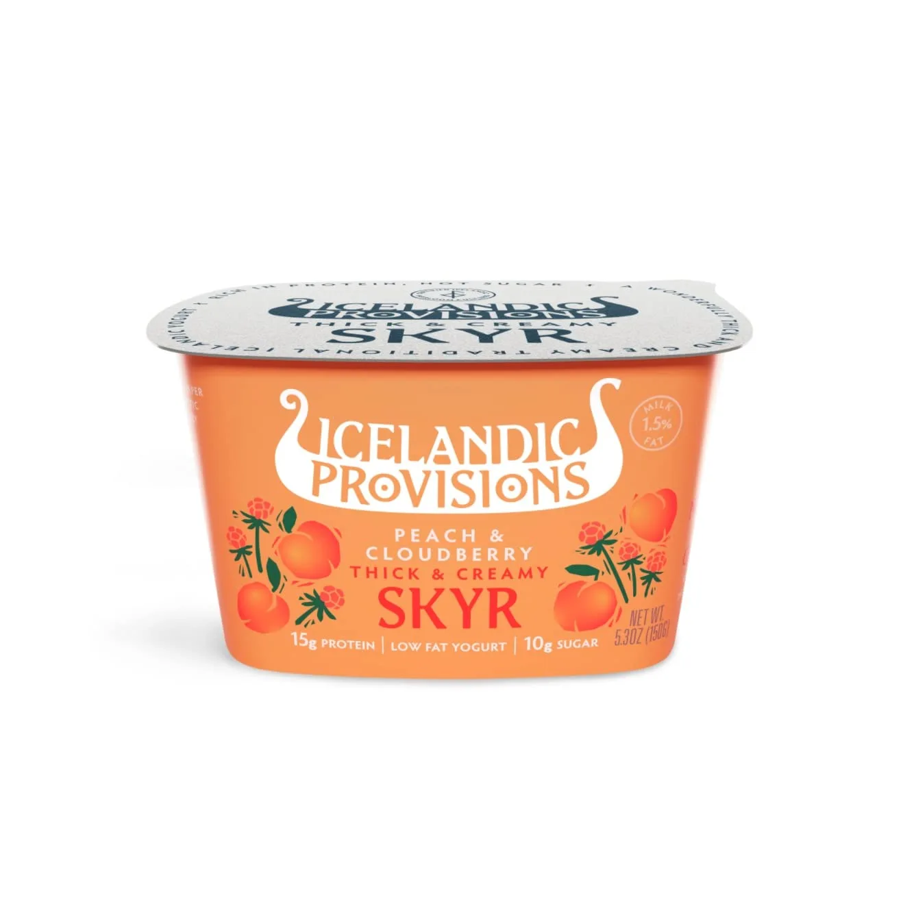 Icelandic Provisions, Peach and Cloudberry Thick and Creamy SKYR, 5.3 Ounce