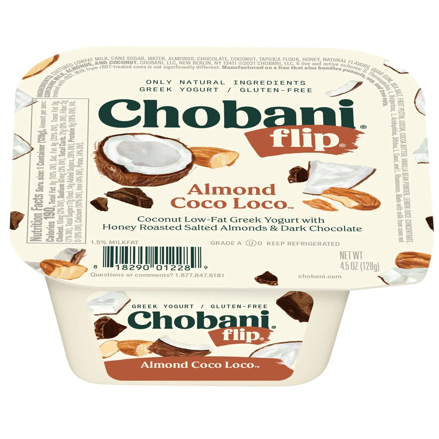 Chobani® Flip® Low-Fat Greek Yogurt Chocolate Almond Coco Loco™ 4.5oz