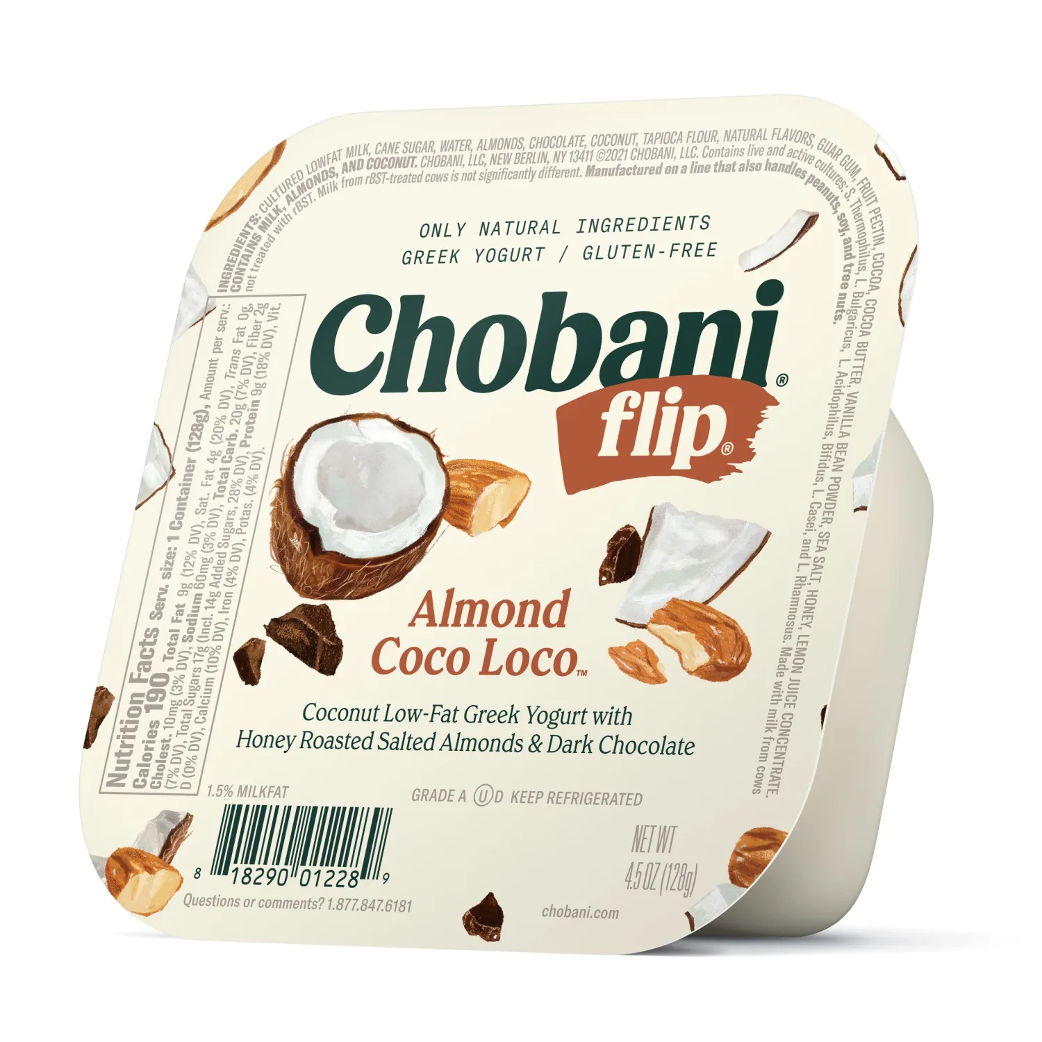 Chobani® Flip® Low-Fat Greek Yogurt Chocolate Almond Coco Loco™ 4.5oz