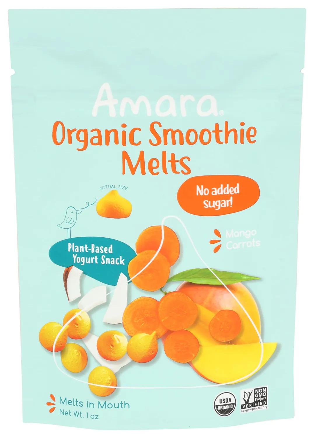 AMARA Organic Mango Carrot Yogurt Snack Smoothie Melts, 1 OZ