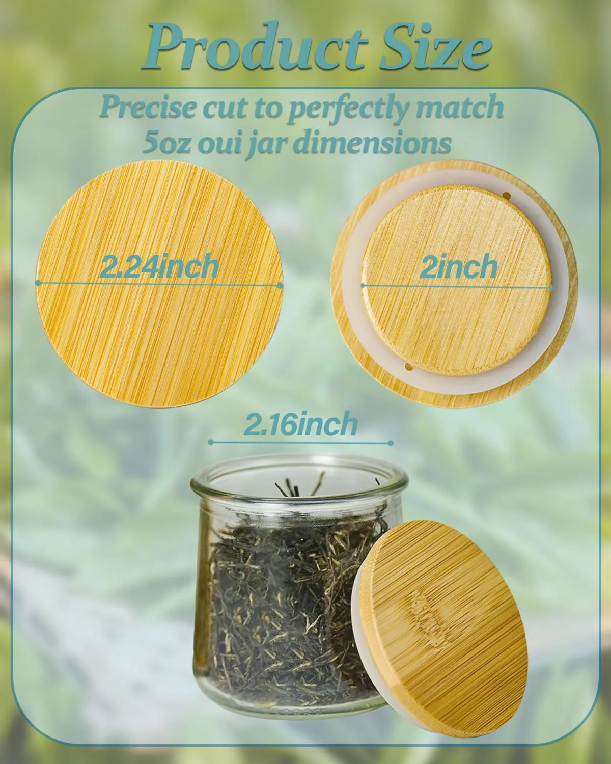 4 Pack Oui Yogurt Jar Lids with 4 Labels, Food-Grade Bamboo Lids for 5Oz Oui Yogurt Jars, Reusable Wooden Canning Covers Perfect for Oui Yogurt Bottle with Airtight Seal Ring(Jar not Included)