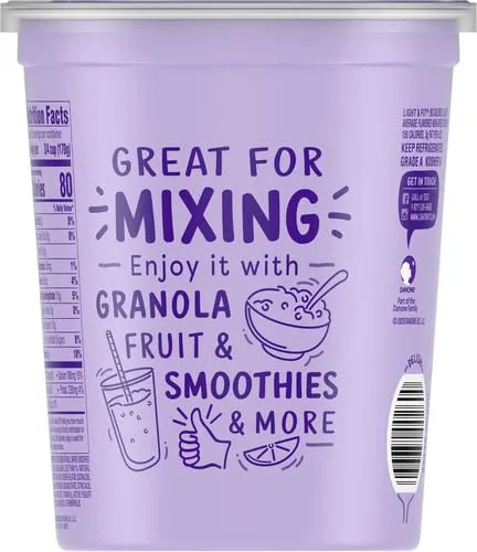 Dannon Light + Fit Vanilla Fat Free Yogurt, Creamy and Delicious Gluten Free Yogurt, 32 OZ