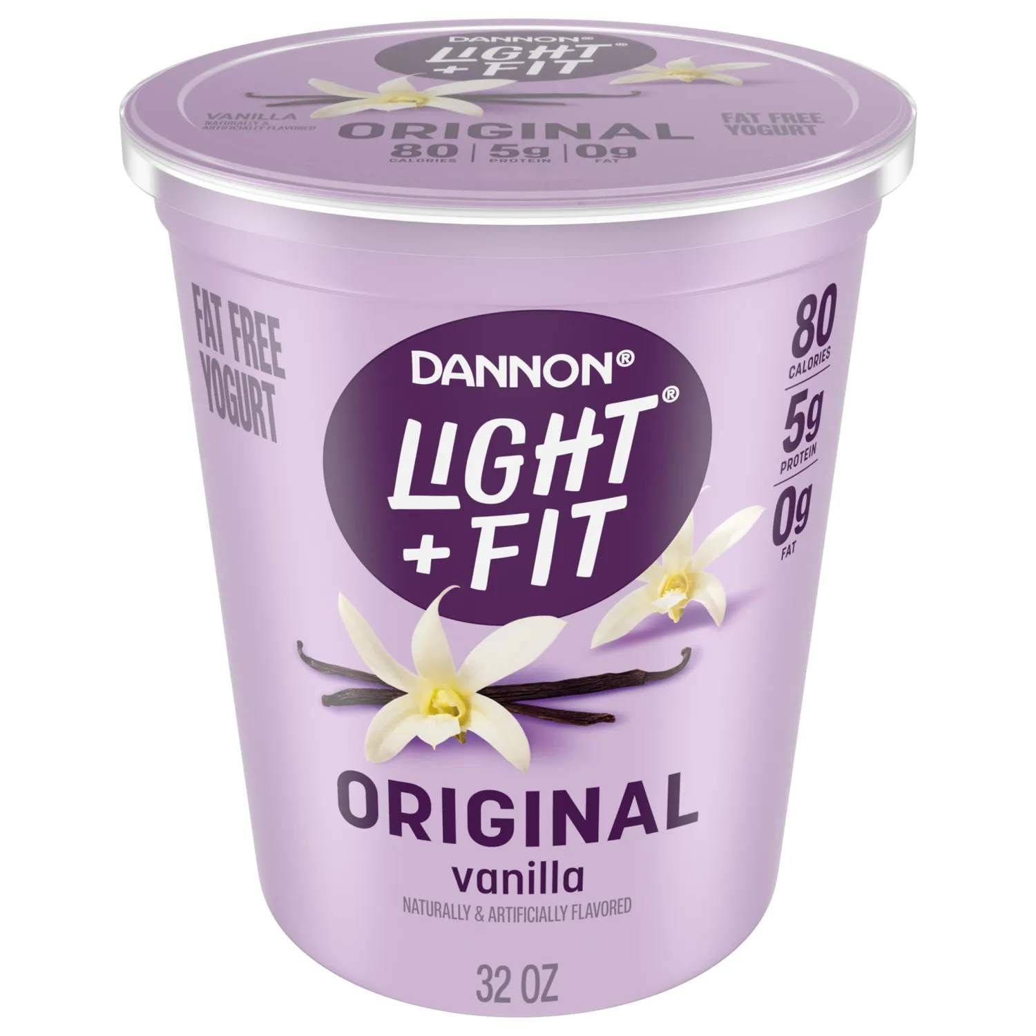 Dannon Light + Fit Vanilla Fat Free Yogurt, Creamy and Delicious Gluten Free Yogurt, 32 OZ