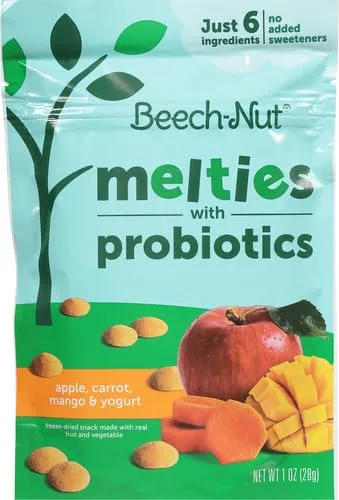 Beech-Nut Probiotic Melties Apple Carrot Mango Yogurt Melts Baby & Toddler Snack, 1oz Bag