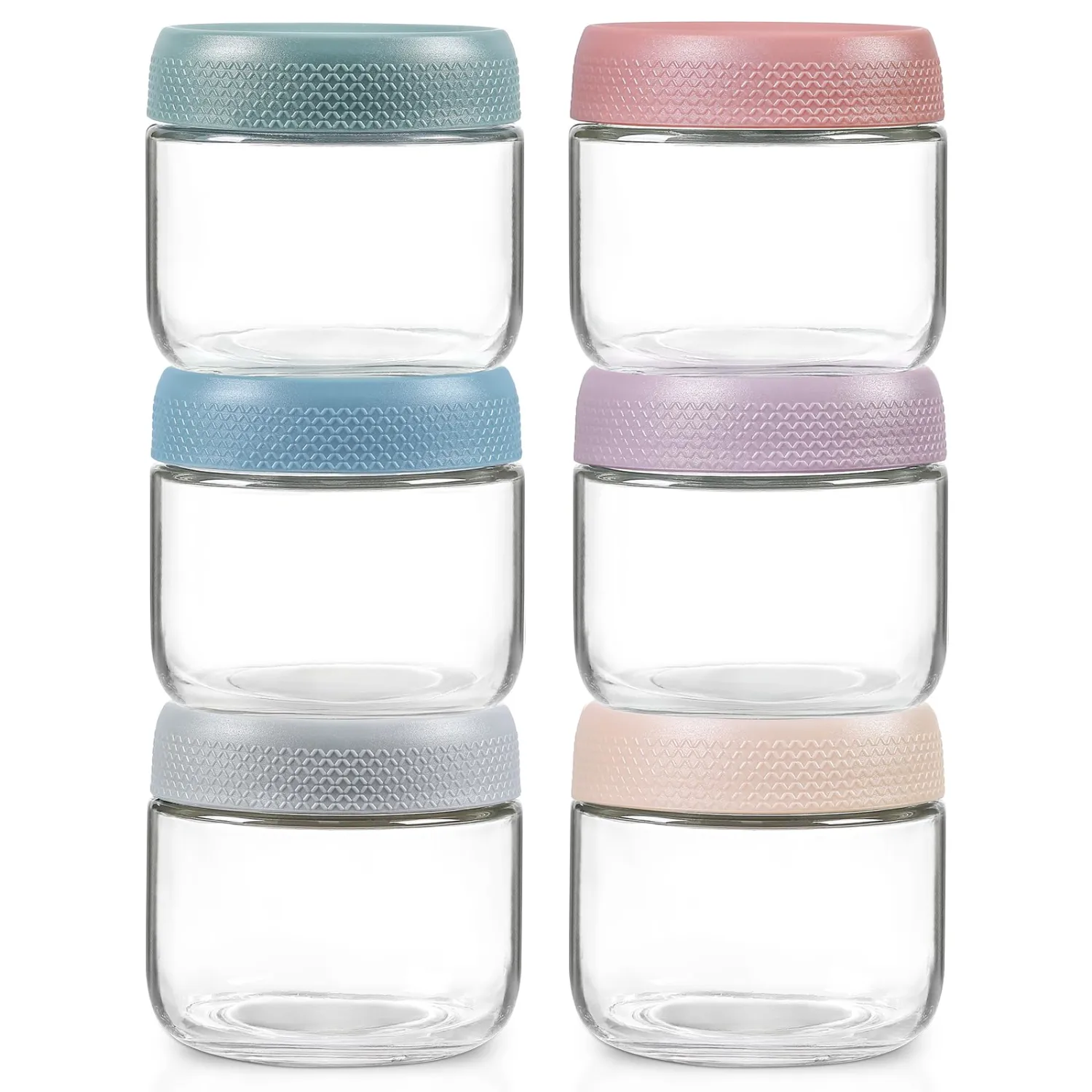 NETANY 6-pack 8oz Glass jars with Airtight Lids, Overnight Oats Containers with Lids, Wide mouth Mason Salad jars, Glass Food Storage Containers for Snacks Yogurt Spice Sugar