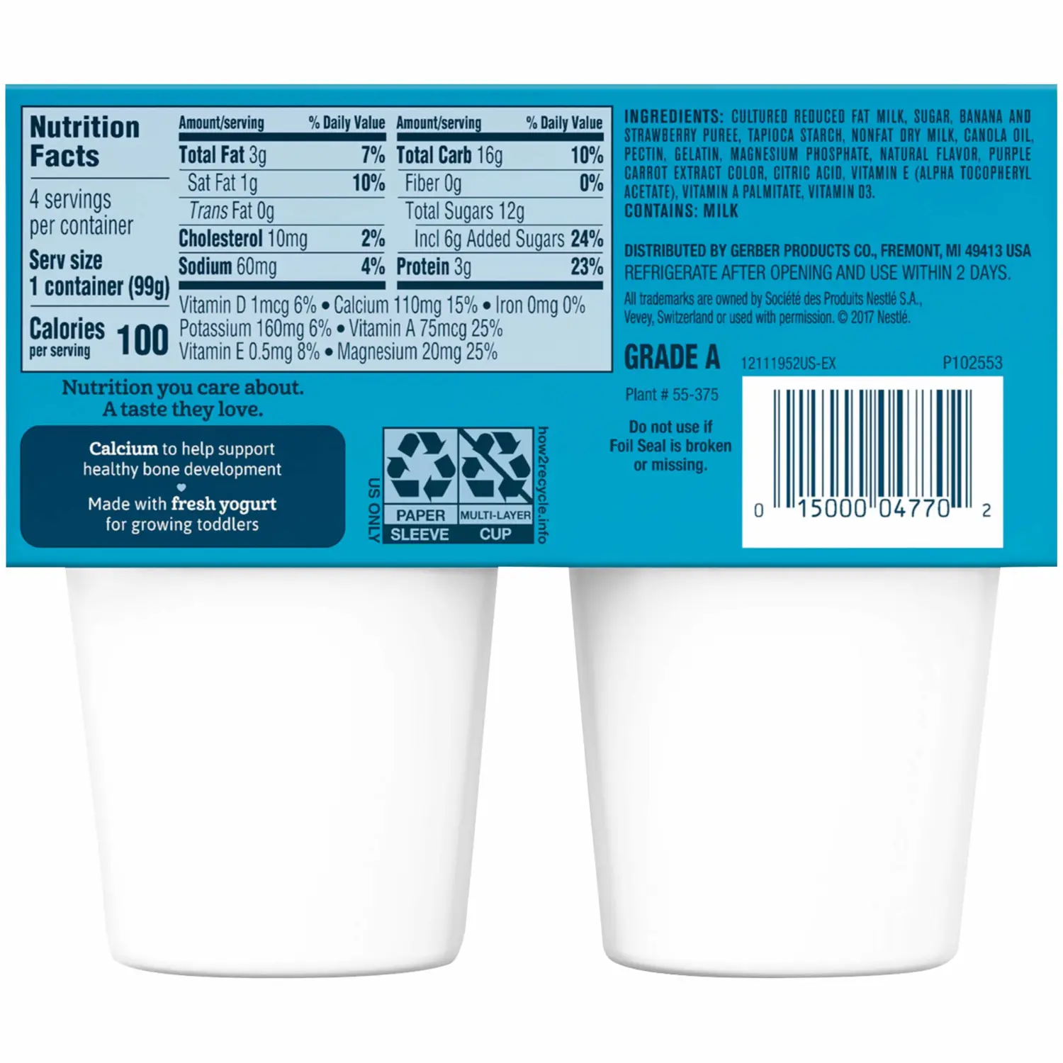 Gerber Yogurt Blend, Strawberry, 14 oz