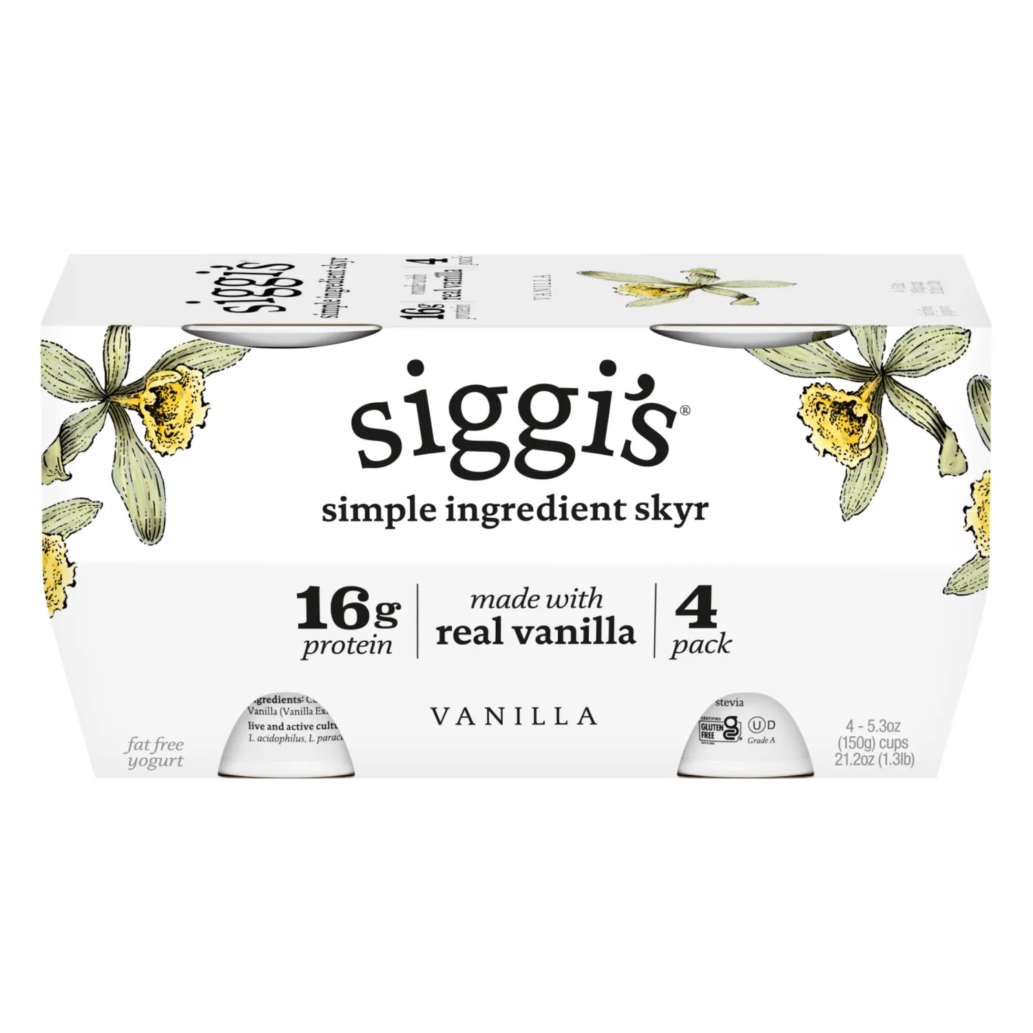 Siggi's Vanilla Non Fat Yogurt 4 Pack, 21.2 OZ