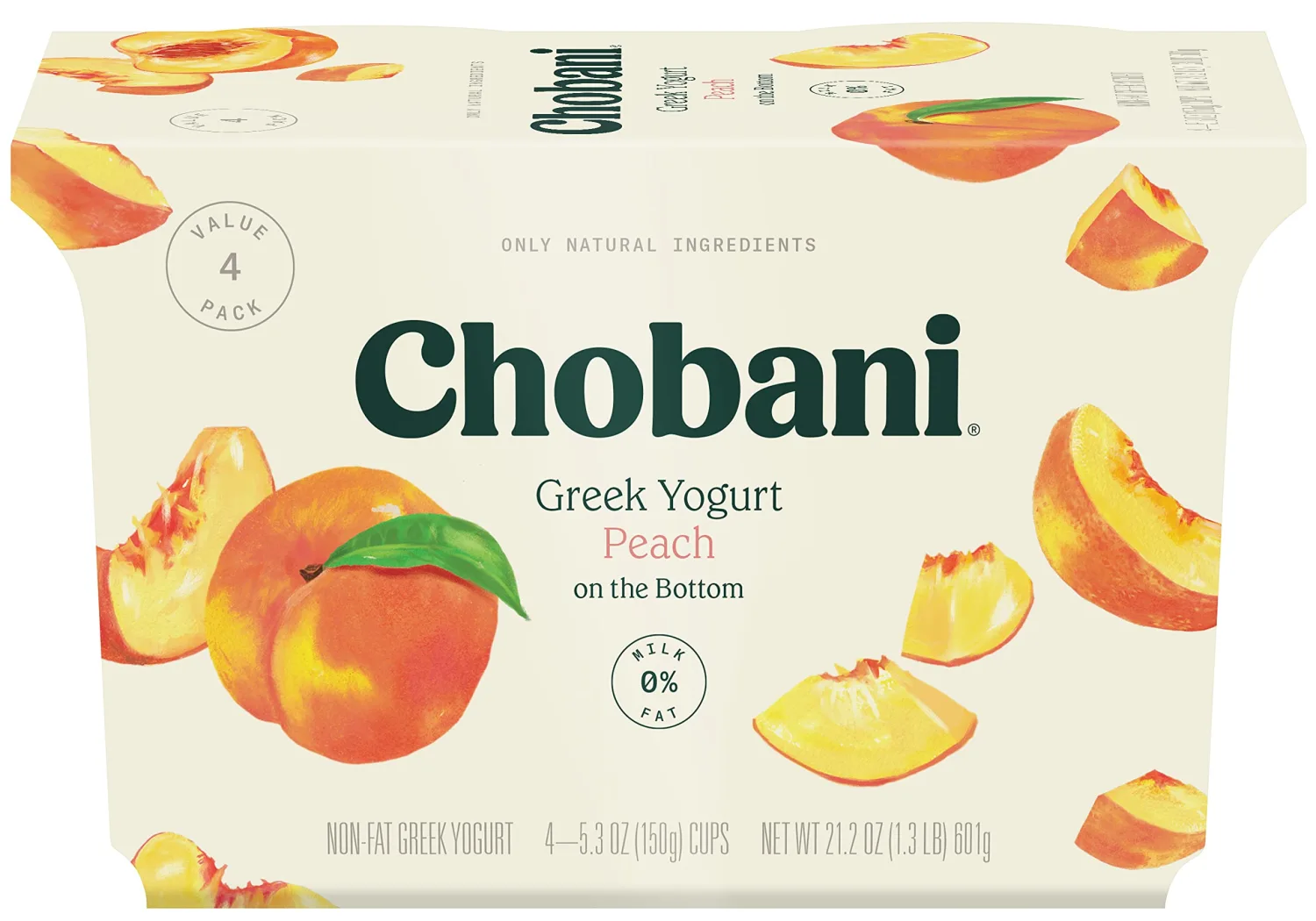 Chobani® Non-Fat Greek Yogurt Peach on the Bottom 5.3oz 4-pack