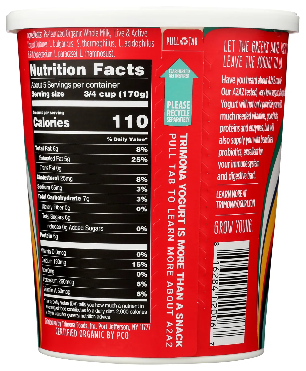 TRIMONA FOODS Organic Plain Bulgarian A2A2 Yogurt, 32 OZ