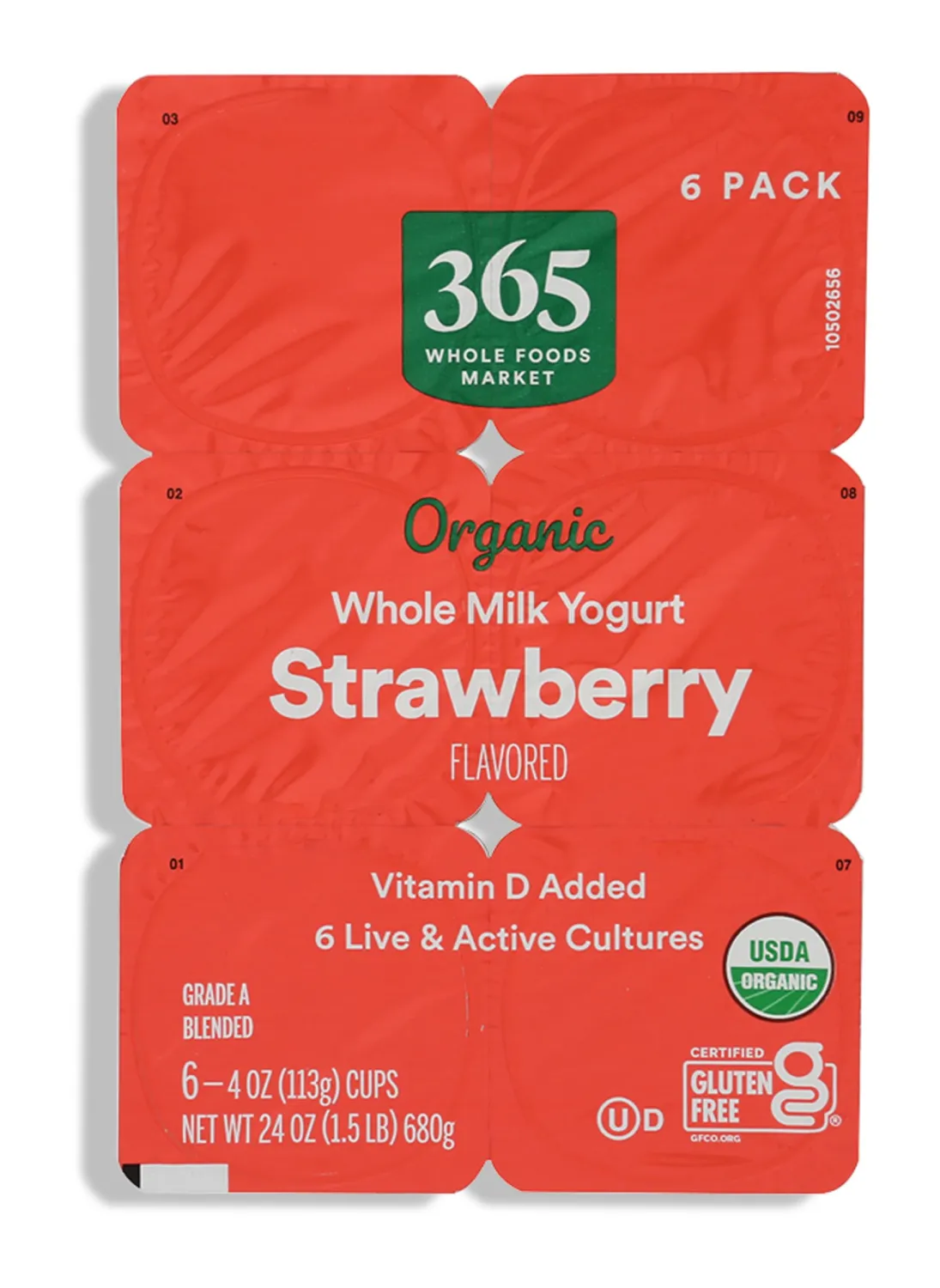 365 by Whole Foods Market, Yogurt Strawberry 6Pk Organic, 24 Ounce