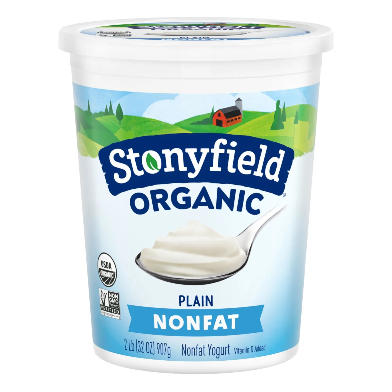 Stonyfield Organic Nonfat Yogurt, Plain, 32 oz.; Multiserving Yogurt Snack & Cooking Substitute
