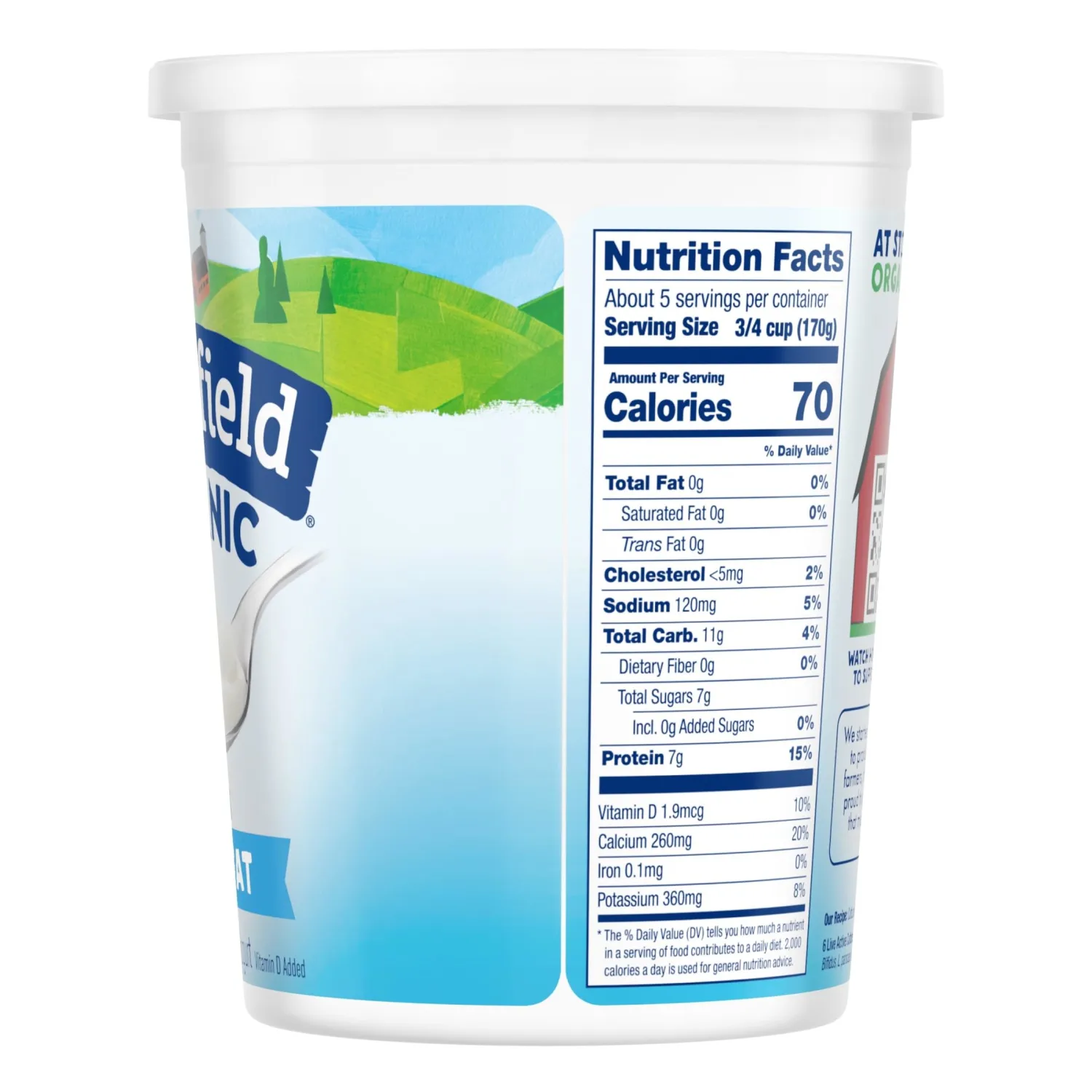 Stonyfield Organic Nonfat Yogurt, Plain, 32 oz.; Multiserving Yogurt Snack & Cooking Substitute