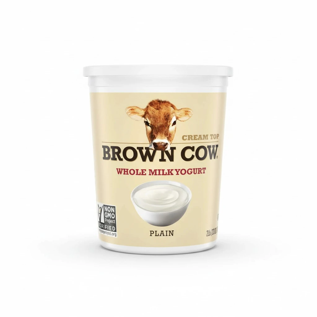 Brown Cow Cream Top Plain Whole Milk Yogurt, 32 oz. Carton - Creamy, Delicious Yogurt