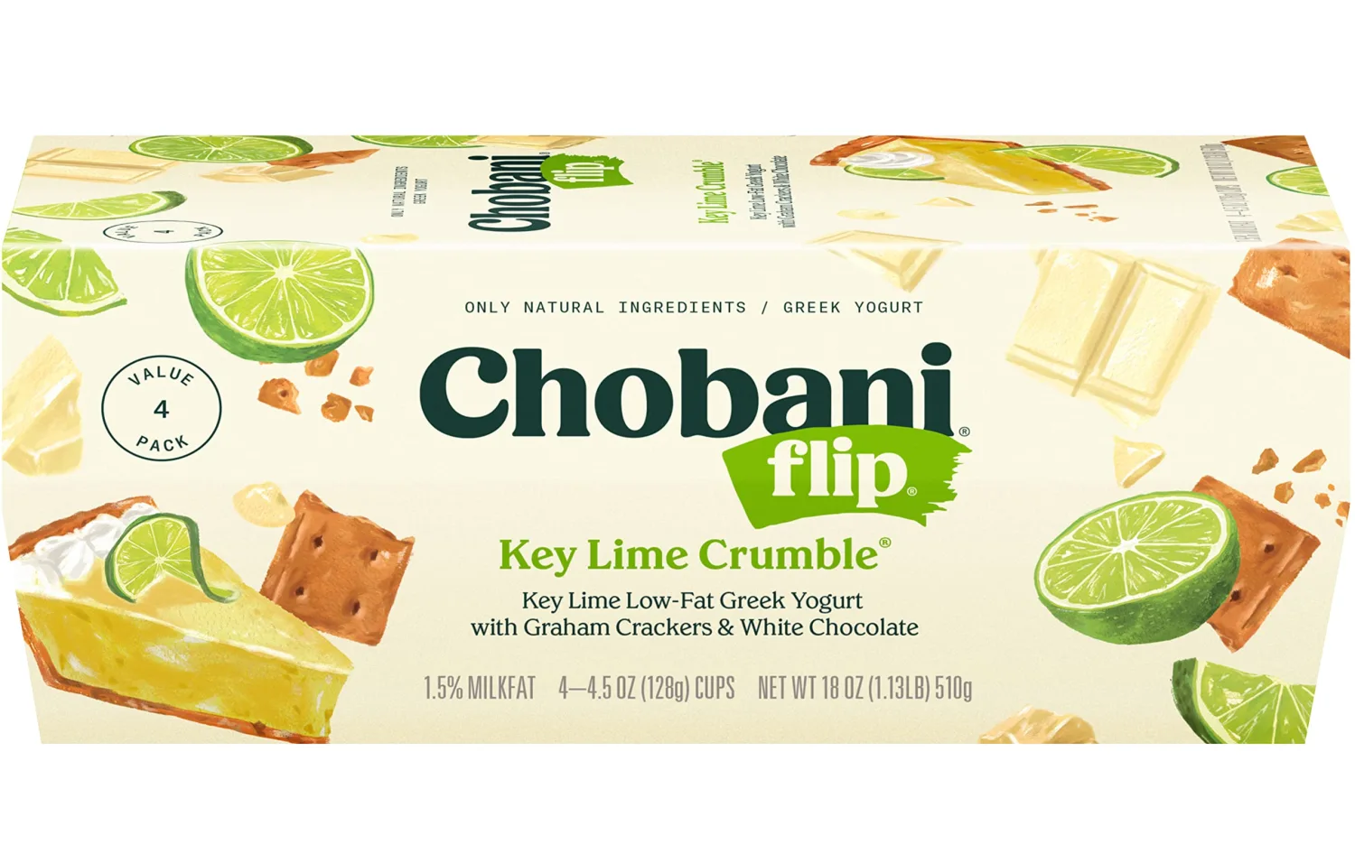 Chobani® Flip® Low-Fat Greek Yogurt Key Lime Crumble® 4.5oz 4-pack