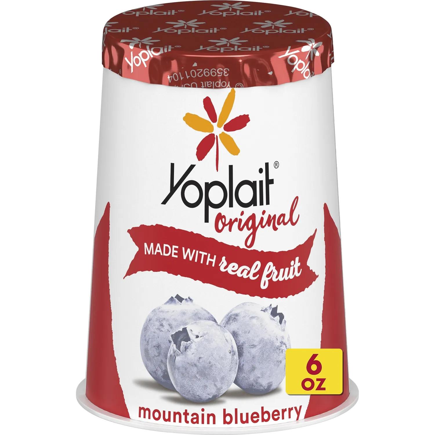 Yoplait Original Low Fat Mountain Blueberry Yogurt Cup, Made with Real Fruit, 6 oz