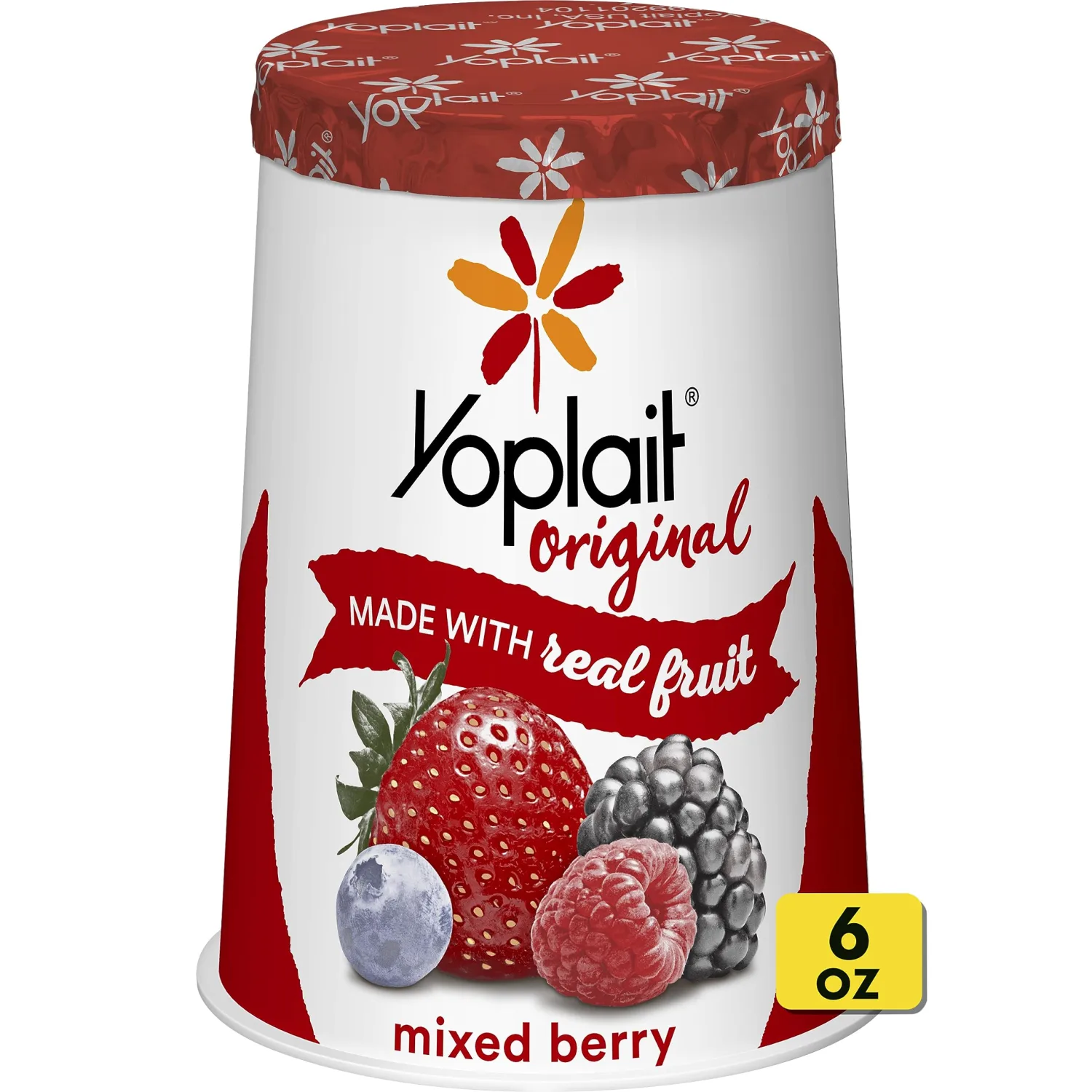 Yoplait Original Low Fat Mixed Berry Yogurt Cup, Made with Real Fruit, 6 oz