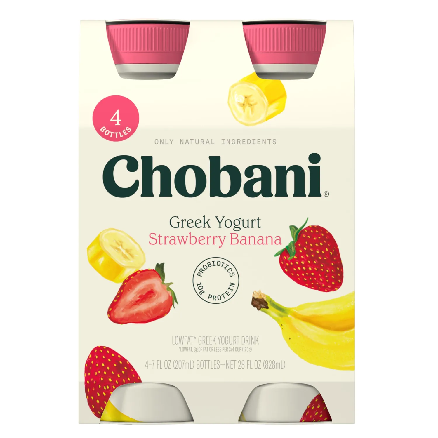 Chobani® Low-Fat Greek Yogurt Drink Strawberry Banana 7 fl oz 4PK