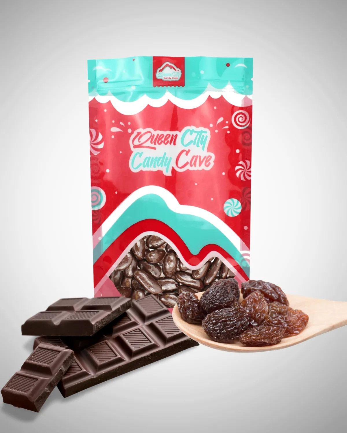 Dark Chocolate Covered Raisins, Bulk Chocolate Covered Plump Candy Raisins by Queen City Candy Cave (8 oz)