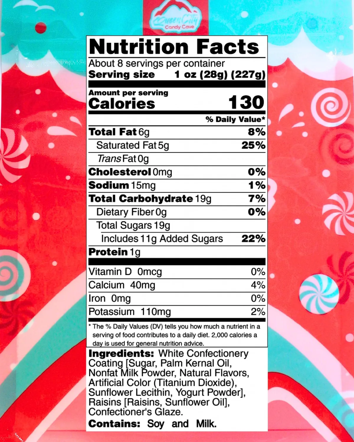 Vanilla Yogurt Covered Raisins Bulk - Plump Yogurt Covered Fruit, Coated Snack Raisins, by Queen City Candy Cave (8 oz)