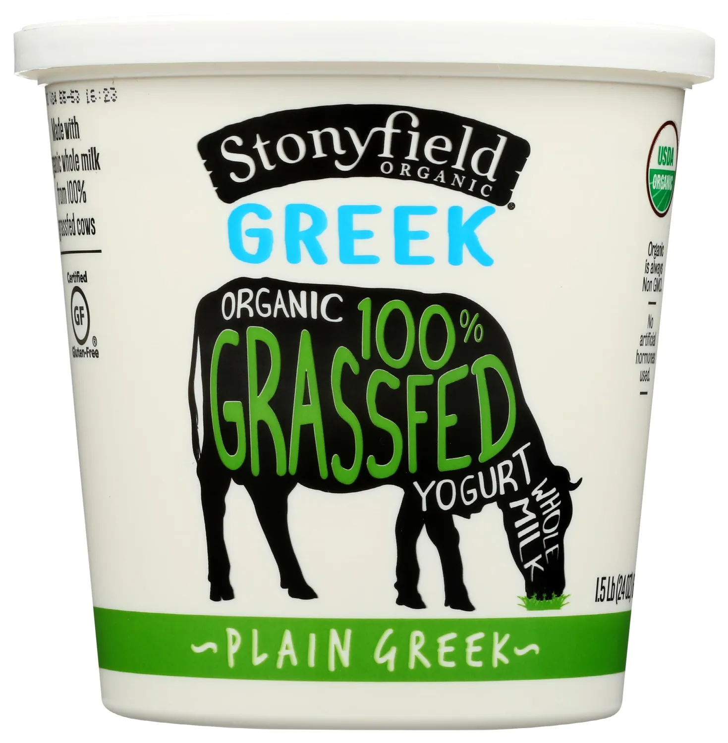 Stonyfield® Organic 100% Grassfed Plain Greek Whole Milk Yogurt 24 Oz. Tub (Pack of 1)