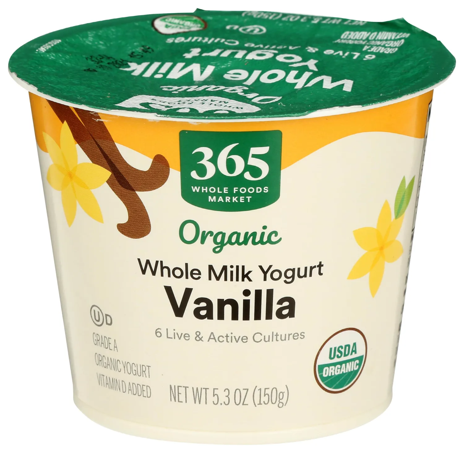 365 by Whole Foods Market, Yogurt Vanilla Organic, 5.3 Ounce