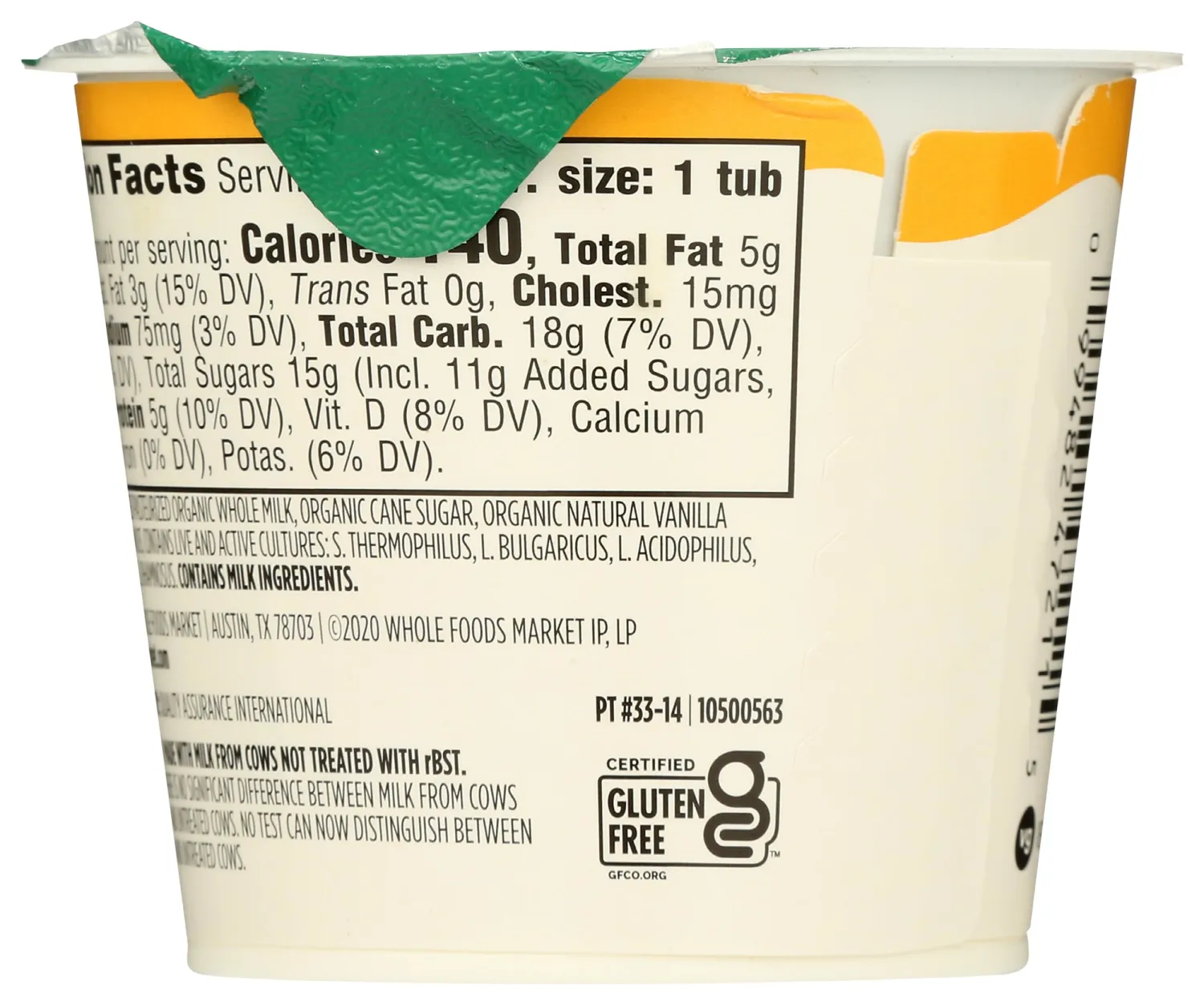 365 by Whole Foods Market, Yogurt Vanilla Organic, 5.3 Ounce