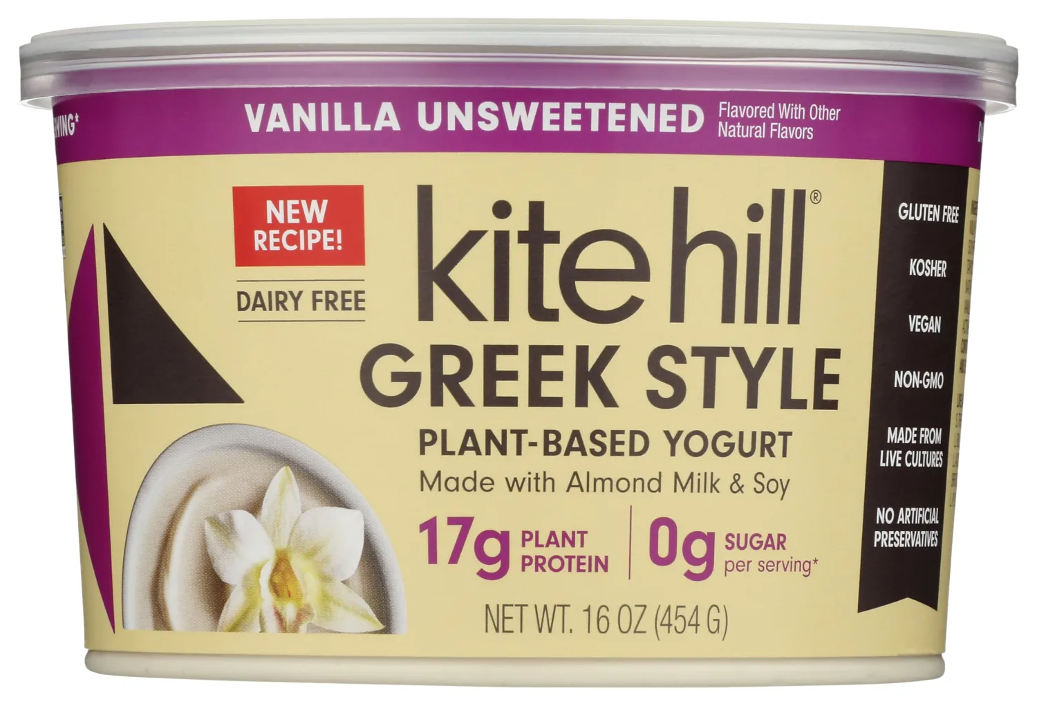 Kite Hill Vanilla Unsweetened Greek Syle Yogurt, 16 OZ