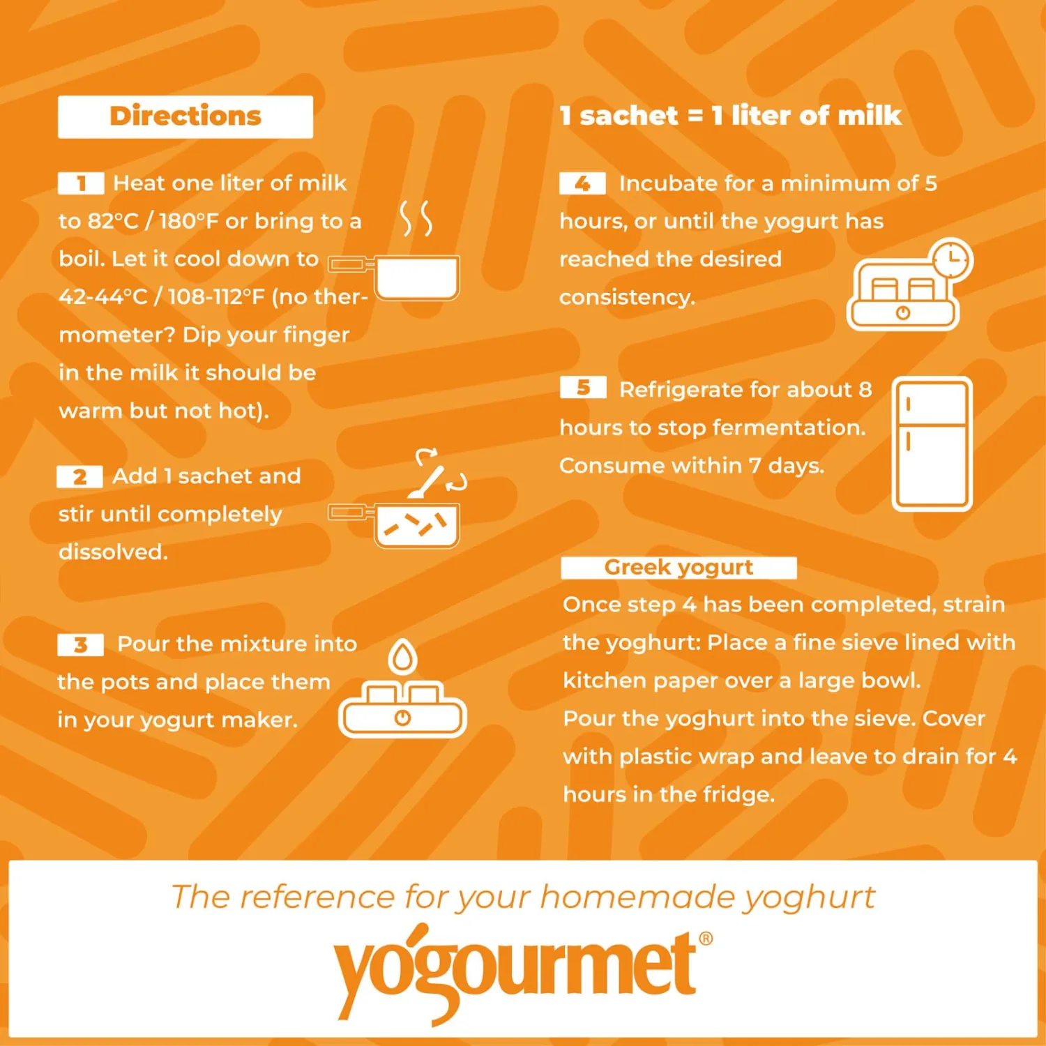 Yogourmet Yogurt Starter (6 Sachets = 6 Quarts of Yogurt) - Make Yogurt at Home - Starter Culture - All Natural, Gluten Free, Kosher, Halal - 3 g Sachets