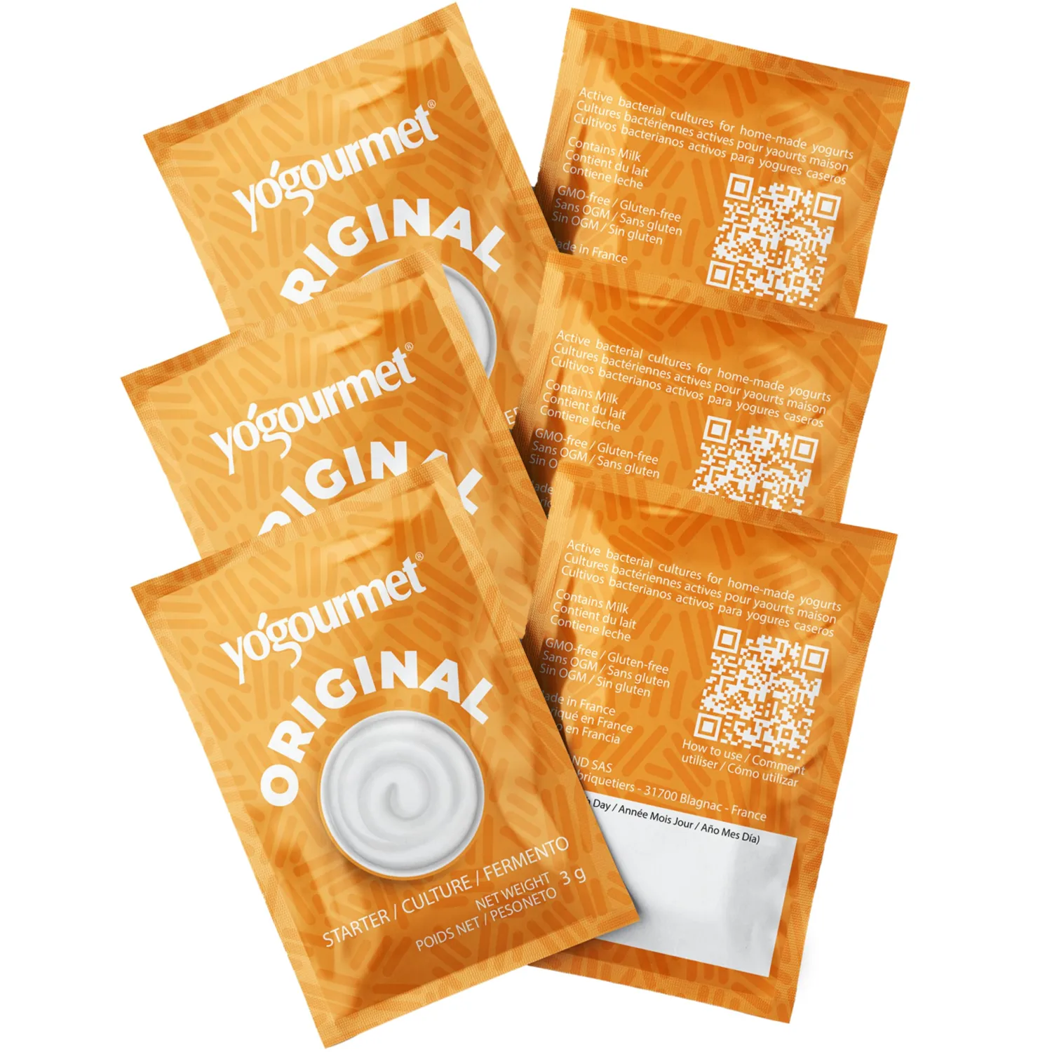 Yogourmet Yogurt Starter (6 Sachets = 6 Quarts of Yogurt) - Make Yogurt at Home - Starter Culture - All Natural, Gluten Free, Kosher, Halal - 3 g Sachets
