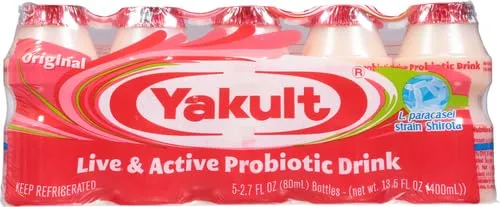 Yakult Probiotic Drink Original, 2.7 fl oz Bottle, Pack of 5
