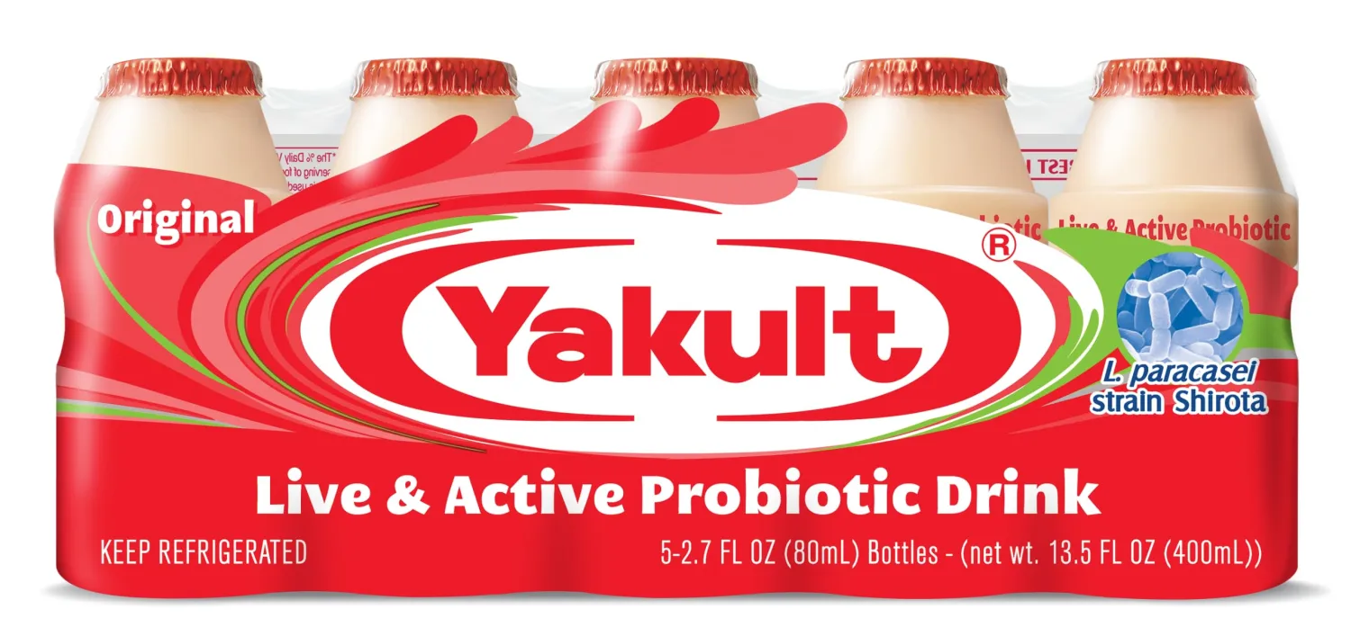 Yakult Probiotic Drink Original, 2.7 fl oz Bottle, Pack of 5