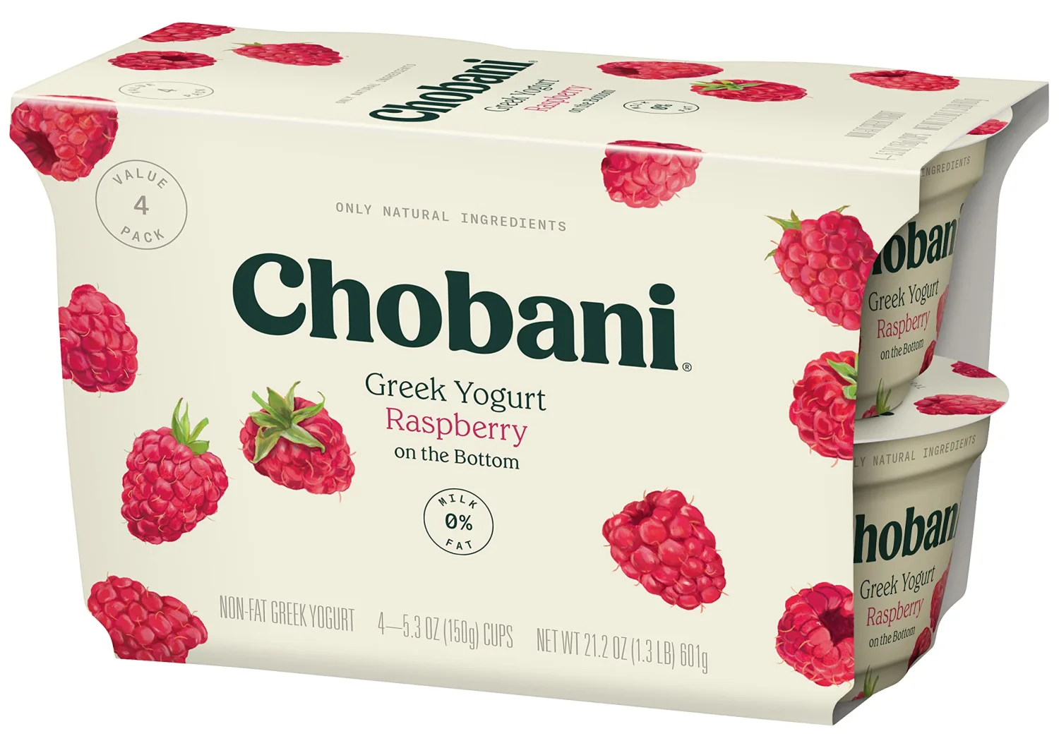 Chobani® Non-Fat Greek Yogurt Raspberry on the Bottom 5.3oz 4-pack