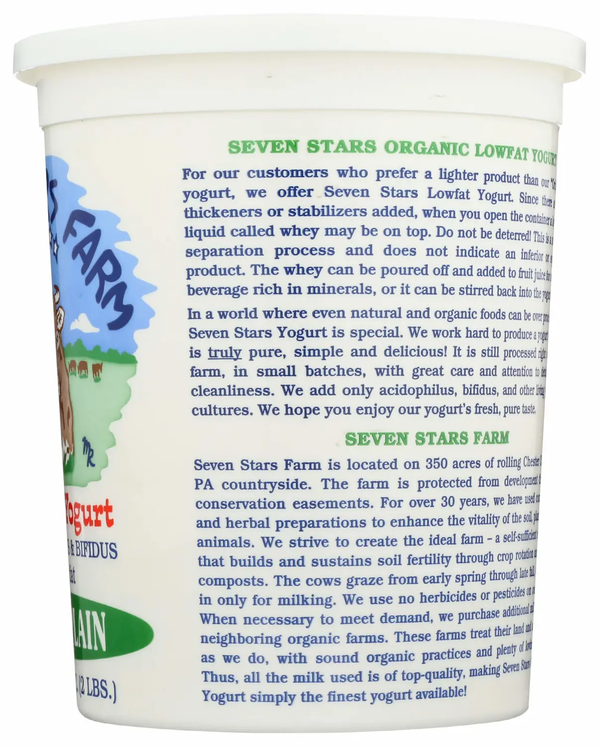 Seven Stars, Yogurt Low Fat Plain Organic, 32 Ounce