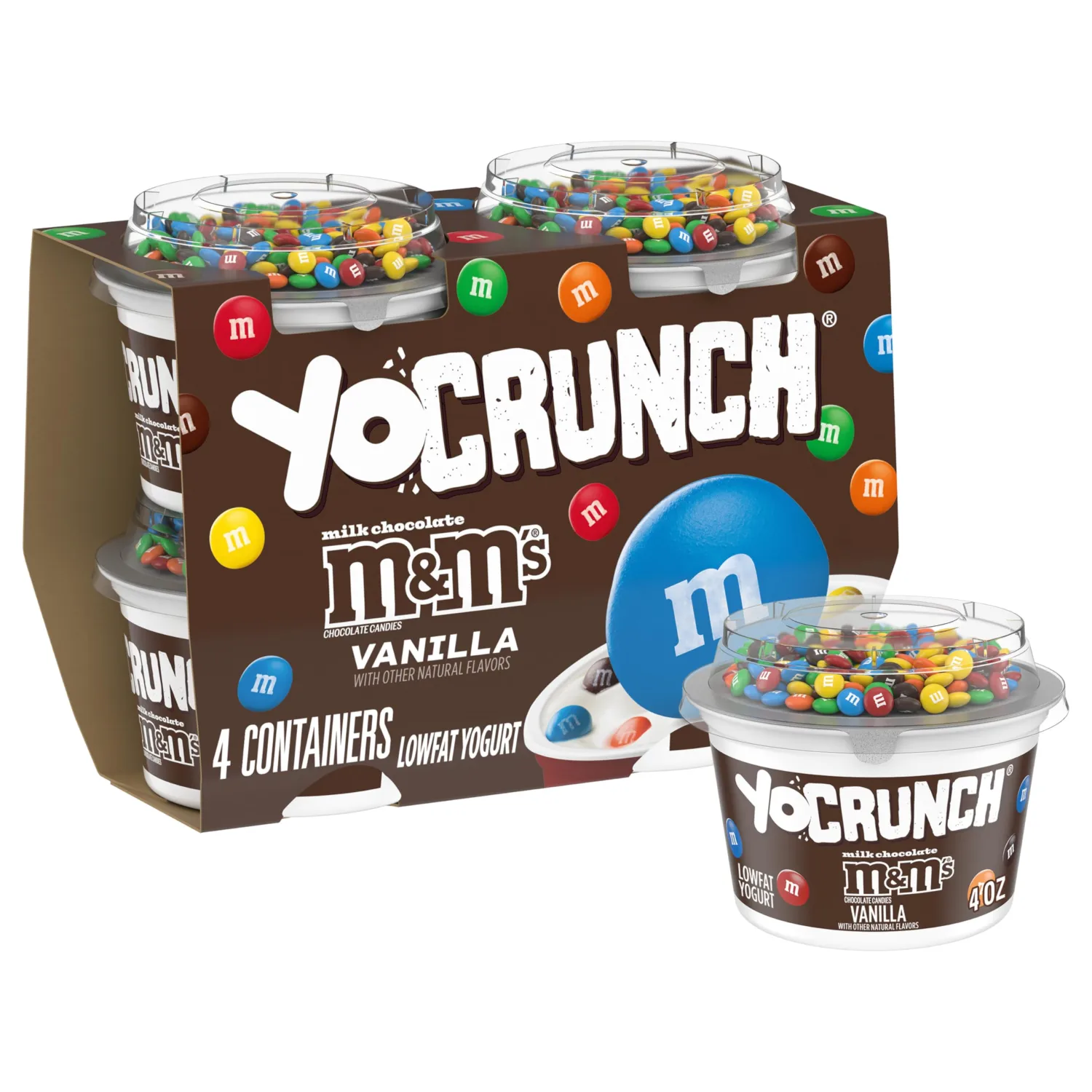 YoCrunch Low Fat Vanilla Yogurt with M&Ms, 4 oz, 4 Pack