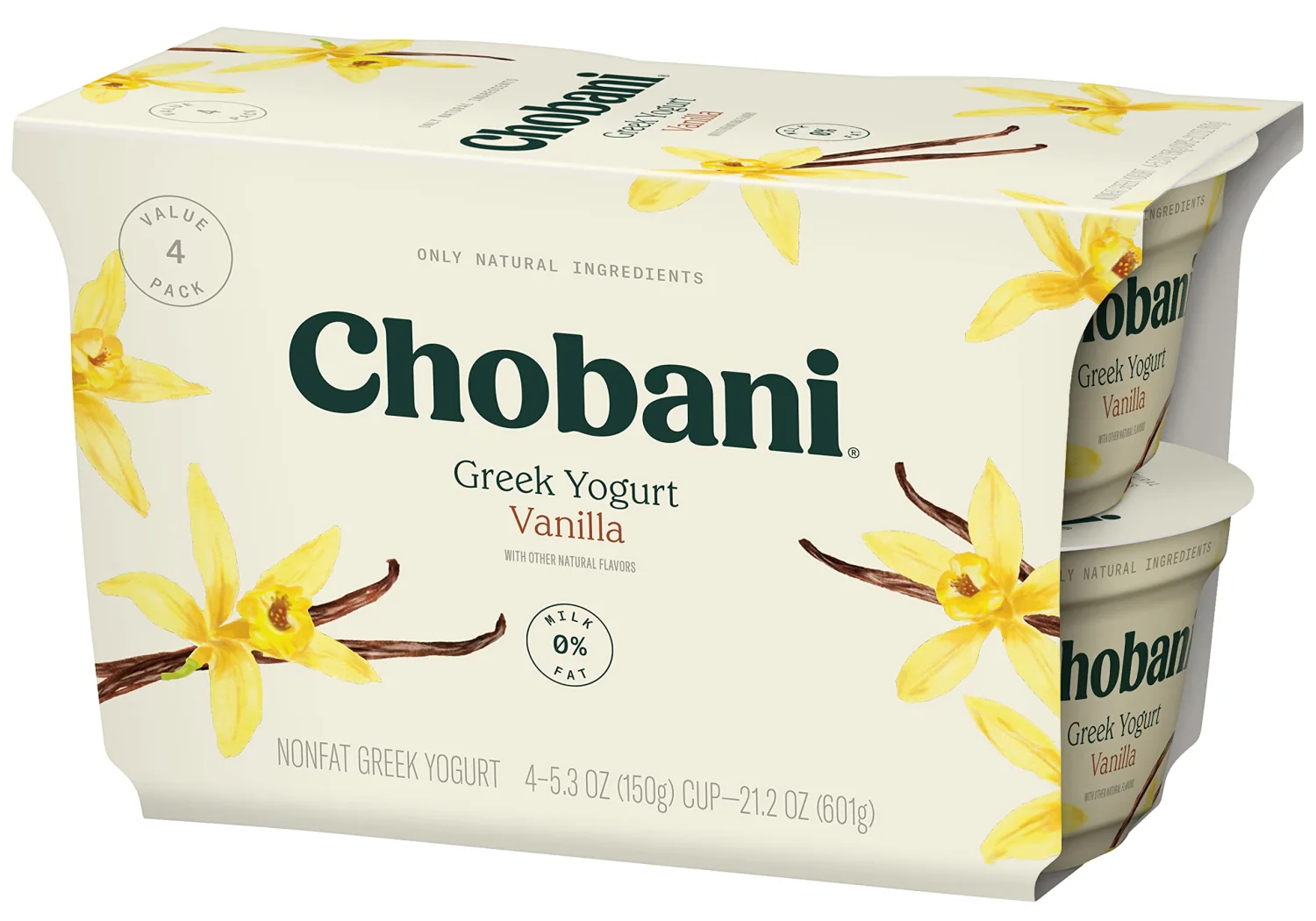 Chobani® Non-Fat Greek Yogurt Vanilla Blended 5.3oz 4-pack