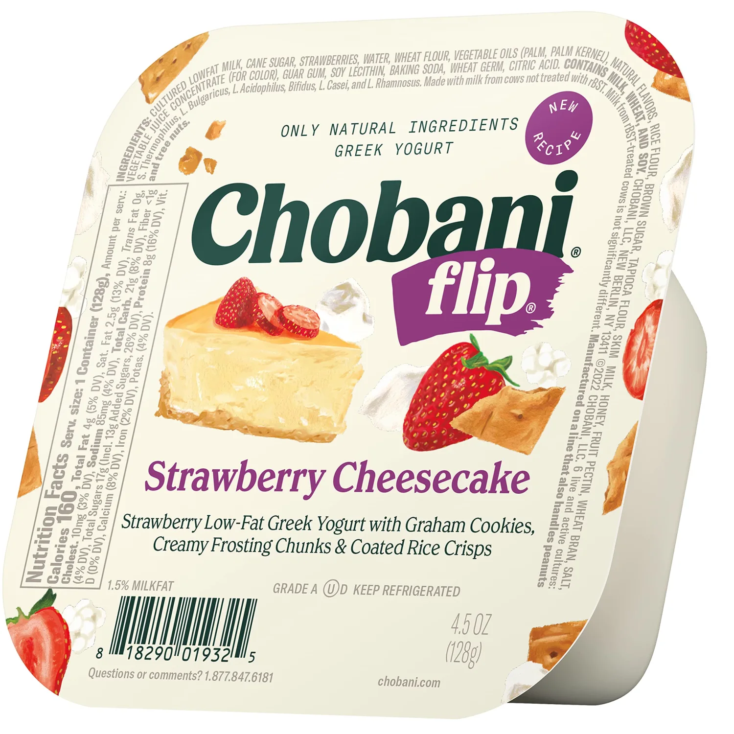 Chobani, Flip, Low-Fat Greek Yogurt Strawberry Cheesecake, 4.5oz