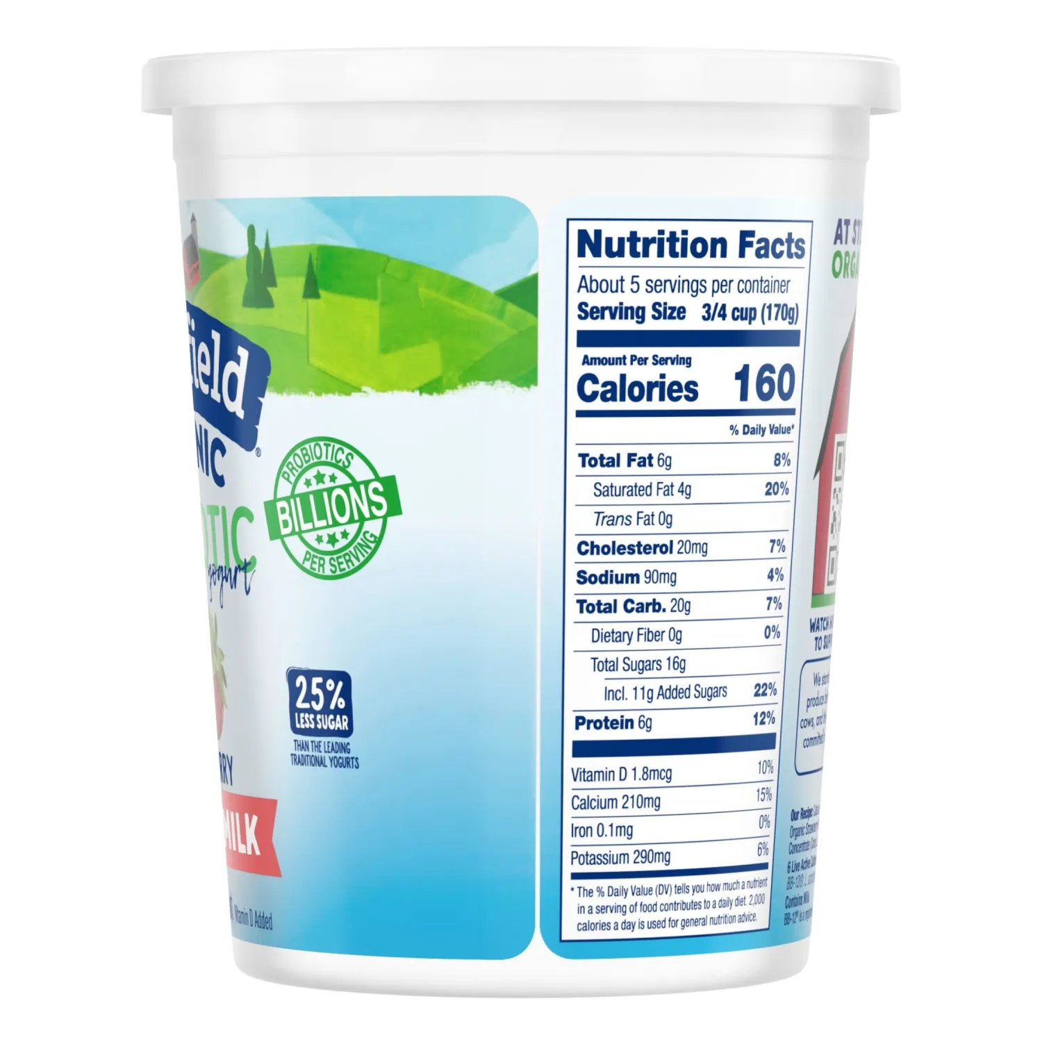 Stonyfield Organic Whole Milk Probiotic Yogurt, Strawberry, 32 oz. – Immunity & Digestive