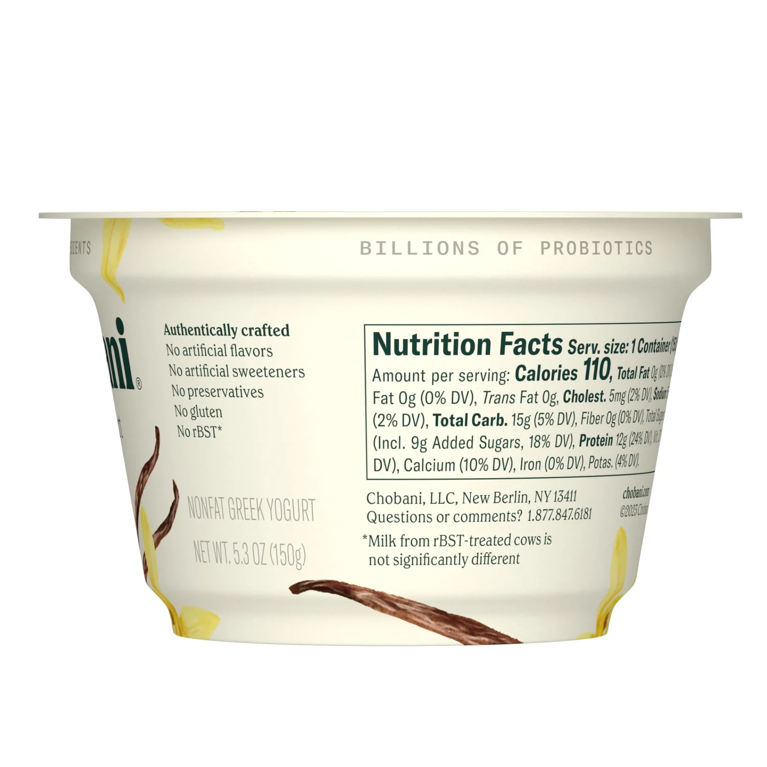 Chobani® Non-Fat Greek Yogurt Vanilla Blended 5.3oz