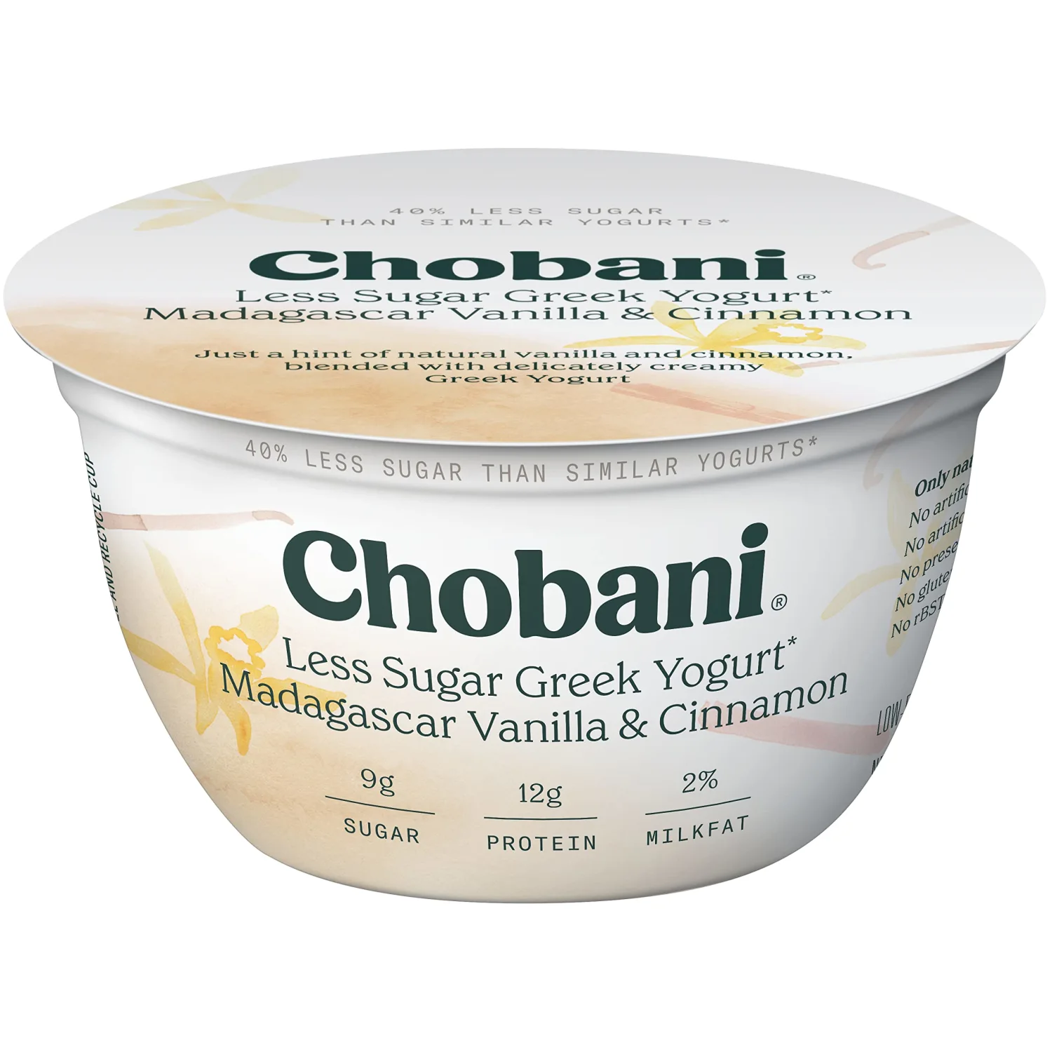 Chobani® Less Sugar Low-Fat Greek Yogurt Madagascar Vanilla Cinnamon 5.3oz