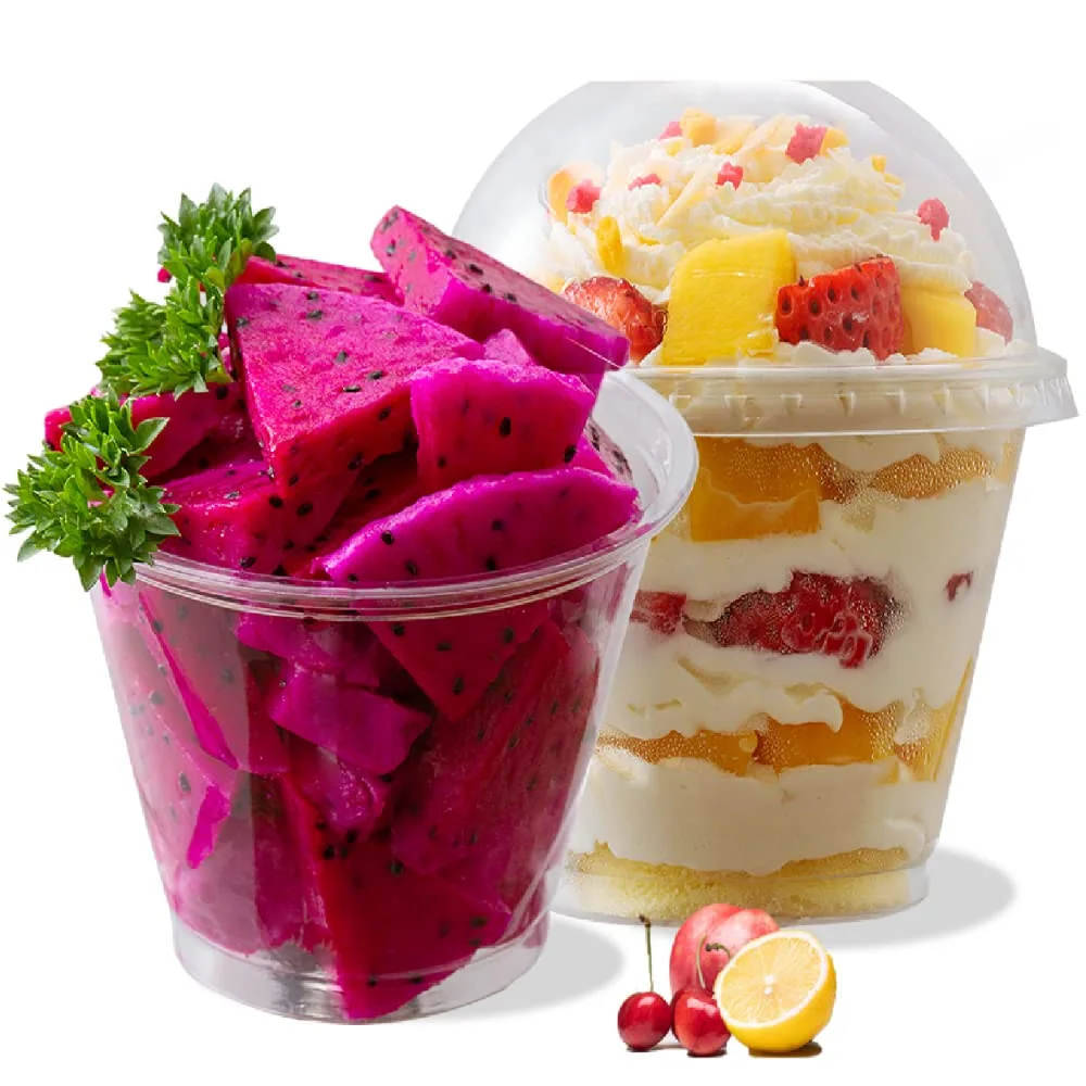 9 oz Clear Plastic Cups with Dome Lids - Dessert Cups with Lids(25 Sets), PET Disposable Party Cups with Lids (NO HOLE), Parfait Crystal Cups for Pudding/Ice Cream/Cupcake