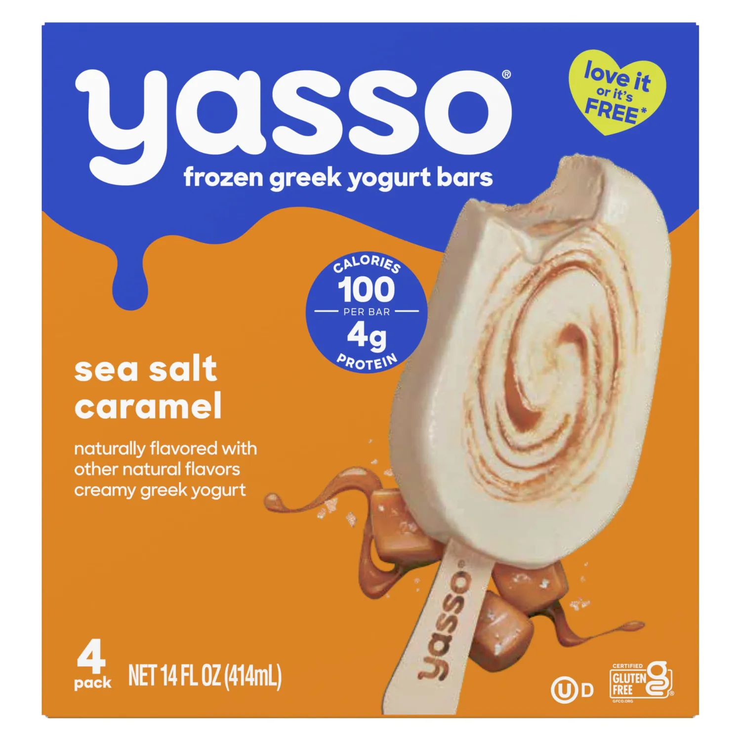 Yasso Frozen Greek Yogurt Bars Sea Salt Caramel Bars 4 Count for a ridiculously creamy frozen snack made with the goodness of greek yogurt 3.5fl oz