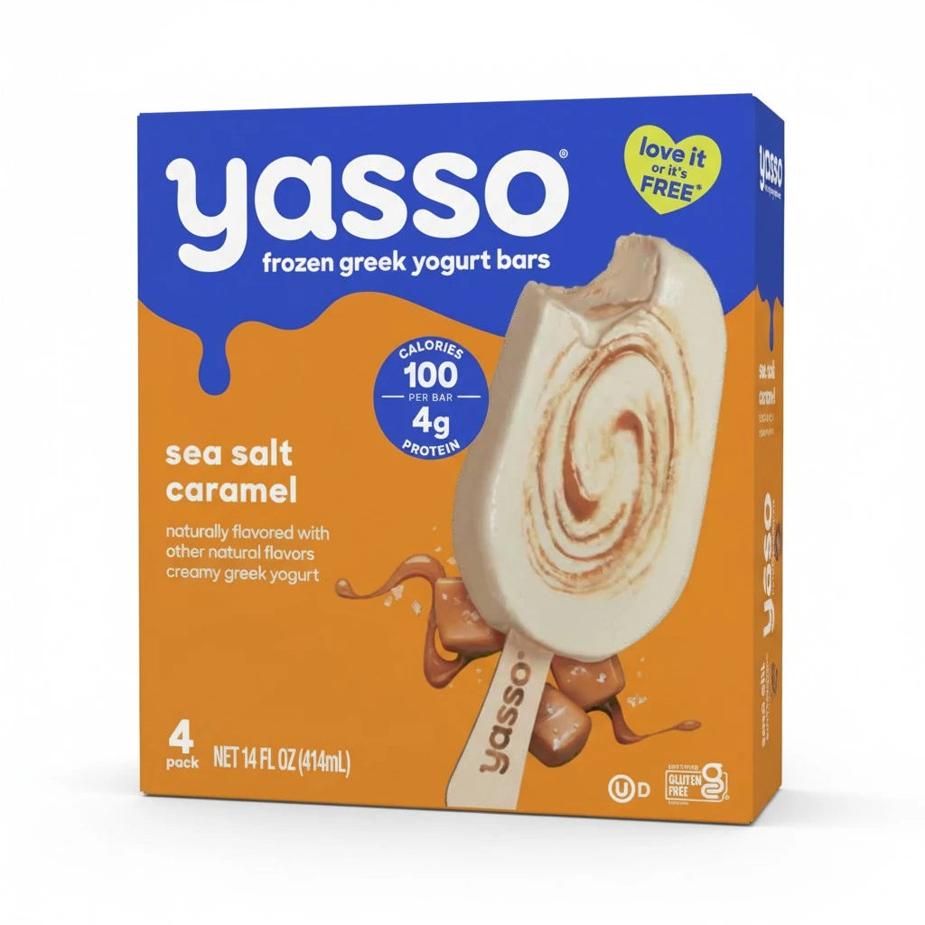 Yasso Frozen Greek Yogurt Bars Sea Salt Caramel Bars 4 Count for a ridiculously creamy frozen snack made with the goodness of greek yogurt 3.5fl oz