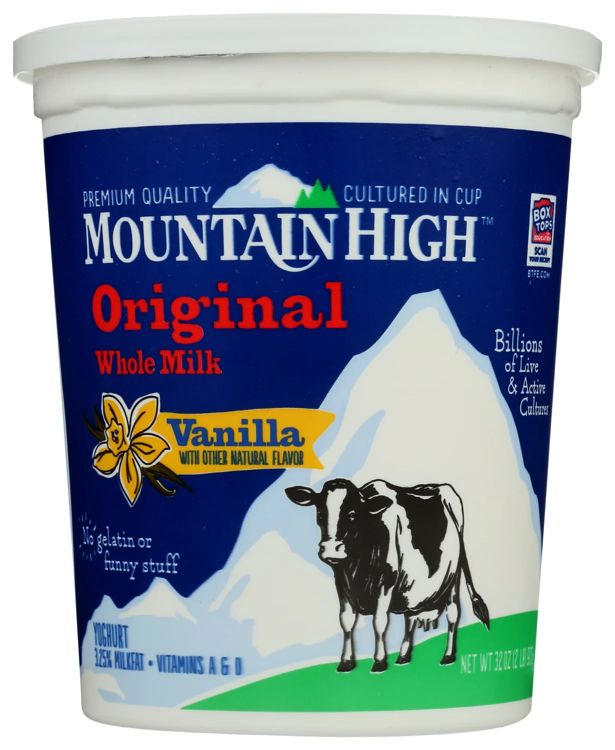 Mountain High, Original Whole Milk Yogurt, Vanilla, Gluten Free Snacks, 32 OZ Yogurt Container