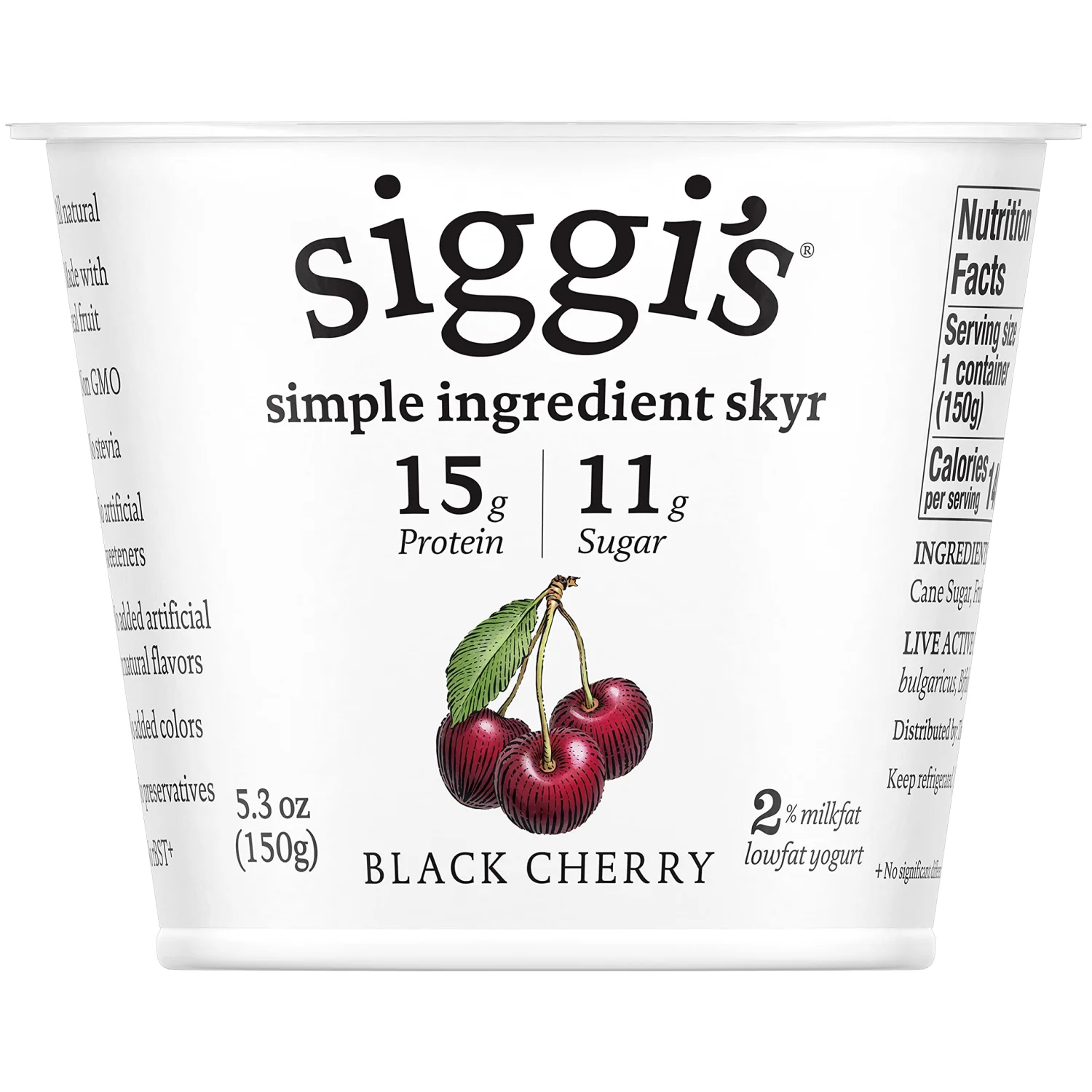 siggi's® 2% Icelandic Strained Lowfat Yogurt, Black Cherry, 5.3 oz., Single Serve Cup