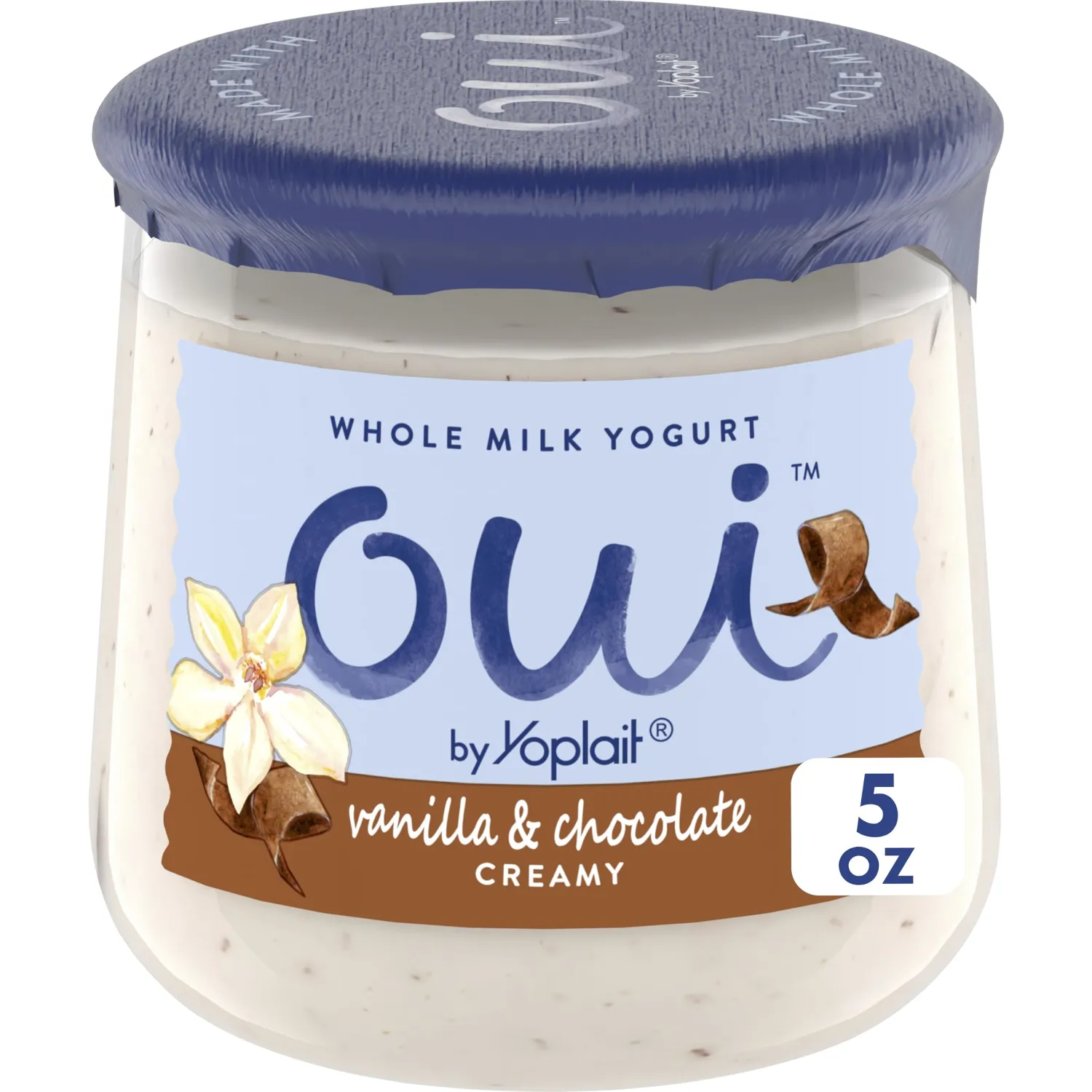 Oui by Yoplait Vanilla & Chocolate Whole Milk Yogurt, French Style Yogurt Snack, 5 OZ Glass Yogurt Jar