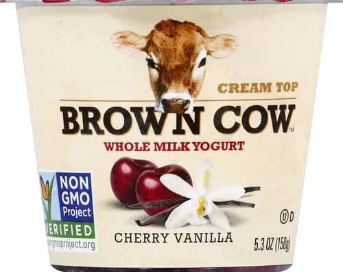 Brown Cow Cream Top Cherry Vanilla on the Bottom Whole Milk Yogurt, 5.3 oz. Cup - Creamy, Delicious Yogurt