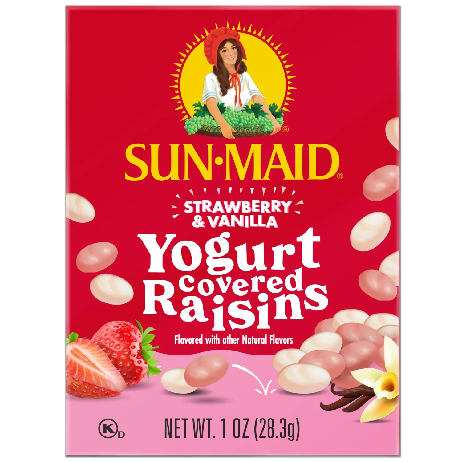 Sun-Maid Strawberry & Vanilla Yogurt Coated Raisins - (6 Pack) 1 oz Snack-Size Box - Yogurt Covered Dried Fruit Snack for Easter Basket Stuffers